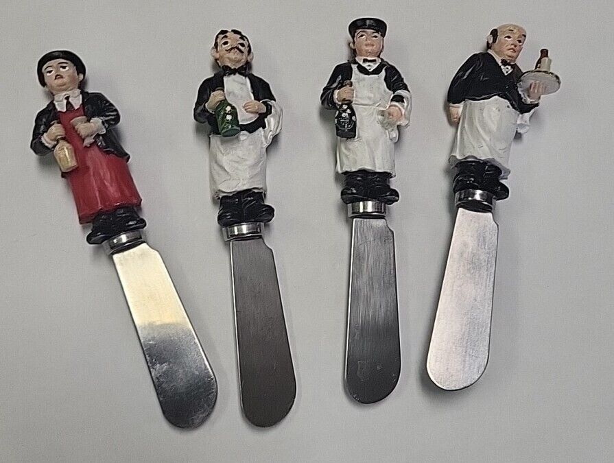 Cheese Spreaders Set of 4 Waiter/Figures  By Guy Buffet