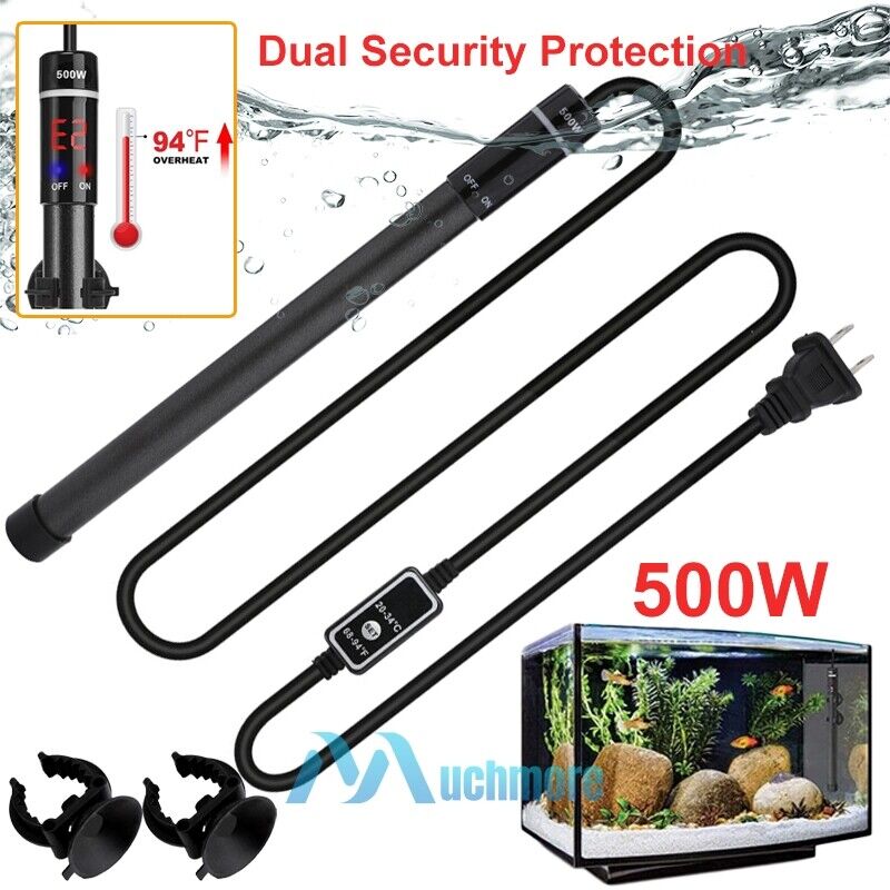 500W LED Digital Submersible Heater Anti-Explosion for Tropical Fish Tank 300gal