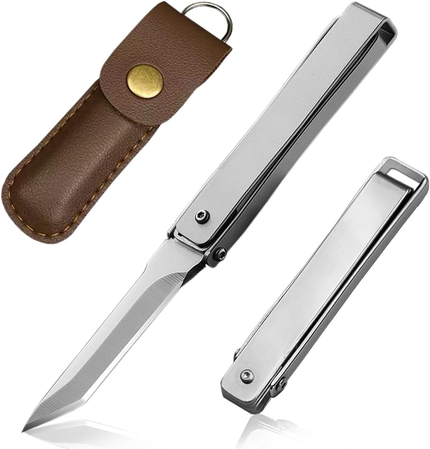 Folding Knife with Sheath Pouch Small Pocket Knives for Outdoor Camping