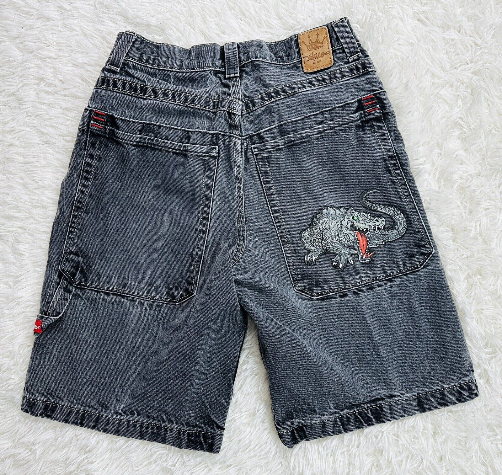 Boy’s Vintage Y2K Jnco Jean Shorts w/Crocodile Patch - Size 18