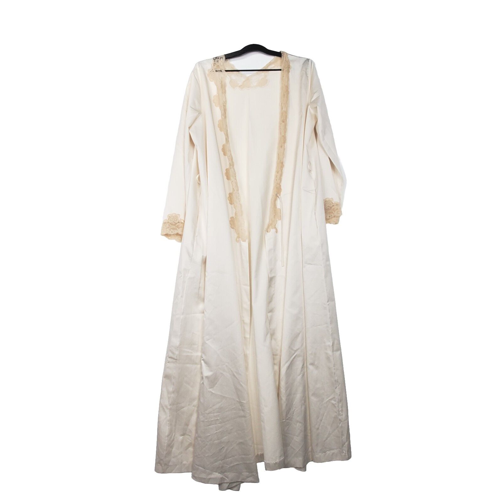 Vintage Emilio Pucci Robe Dressing Gown Size Medium Ivory Beige Lace No Belt