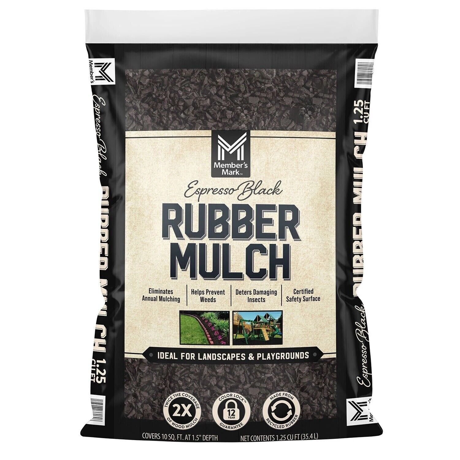Member\'s Mark Black Rubber Mulch, 1.25 Cubic Feet