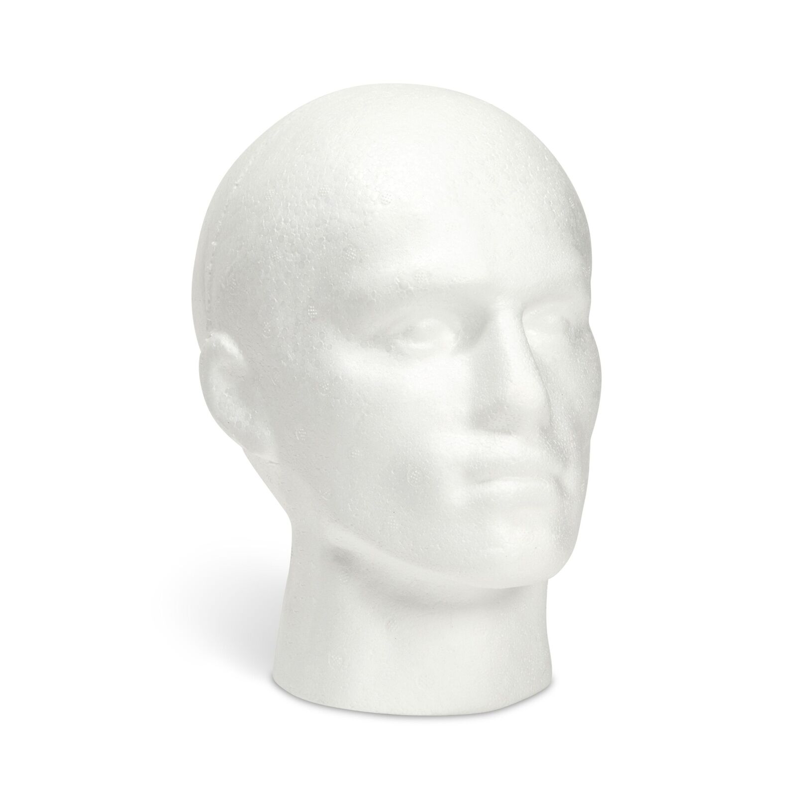 Male Foam Head Form, Mannequin Display for Masks, Hats, Wigs (White, 9x11 in)