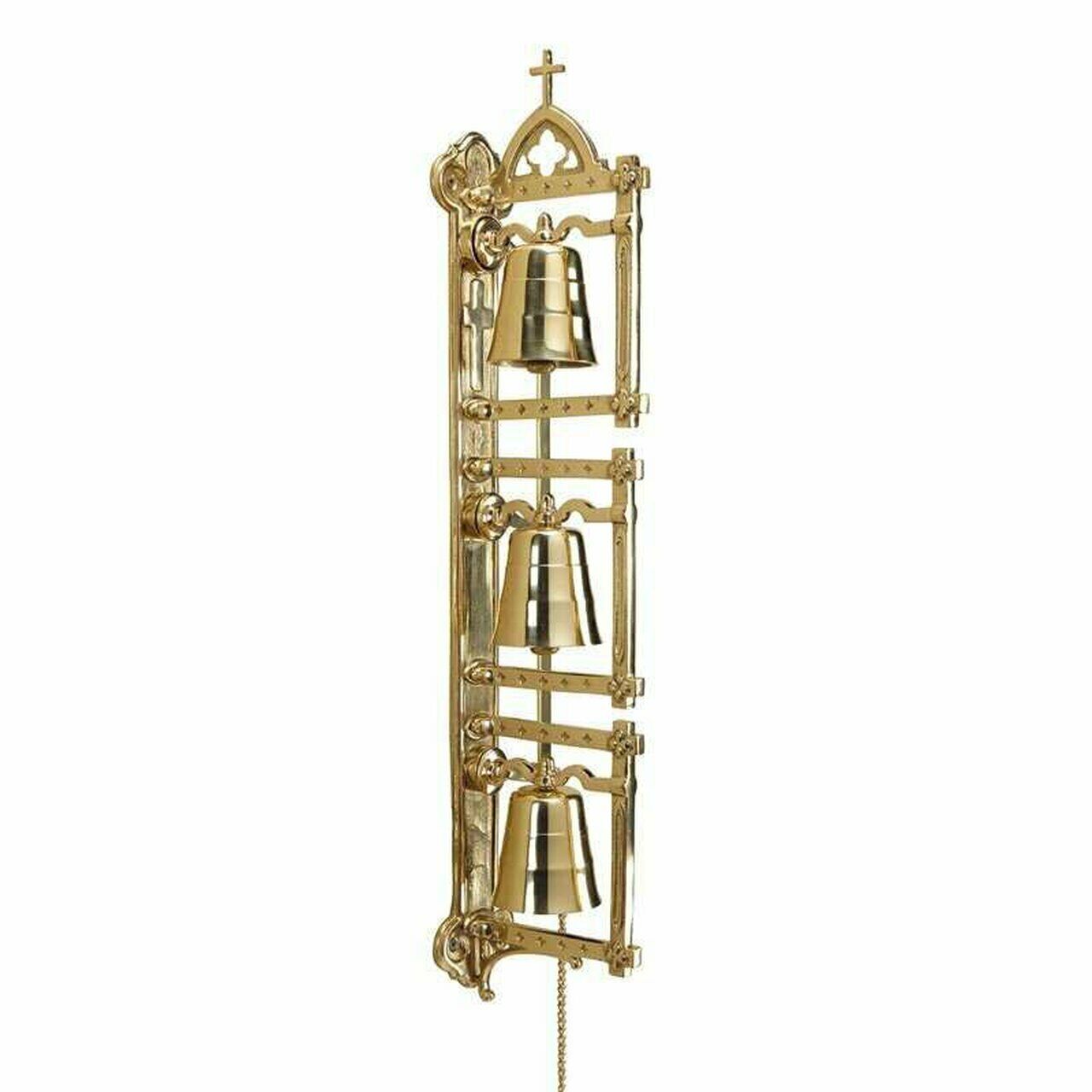 Three Tier Budded Wall Bells With Chain for Churches or Sanctuaries, 28 In