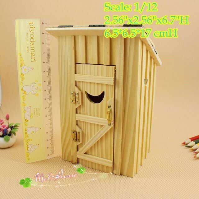 AirAds Dollhouse 1:12 scale Wood  Toilet Outhouse Double Unit H 6\