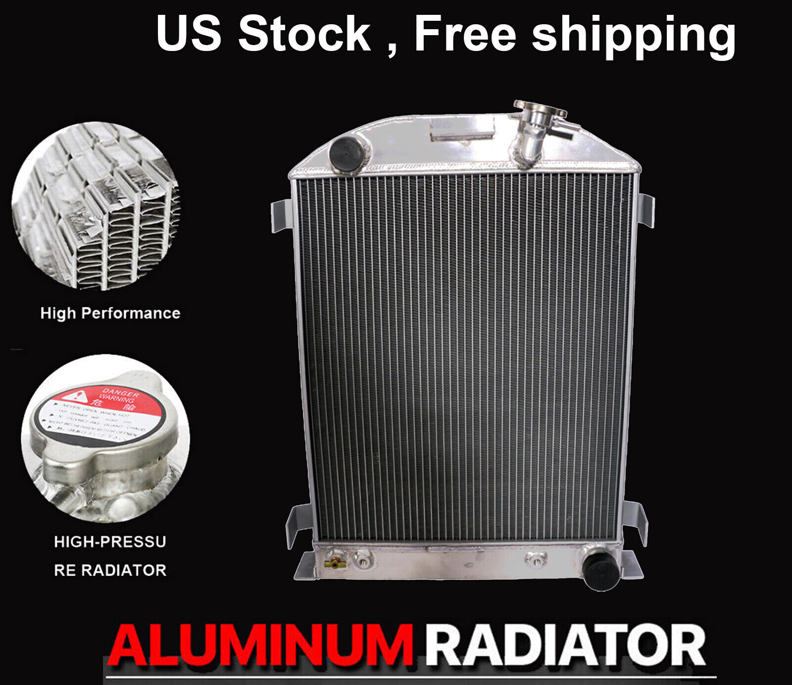 Aluminum Radiator for 1928-1936 Ford with Cooler (Chevy V8 Swap) 3ROWS