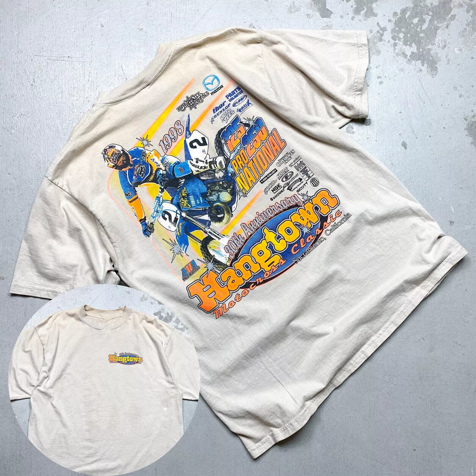 NEW ARRIVAL - Vintage 1998 Hangtown Motocross National White T-Shirt S-5XL