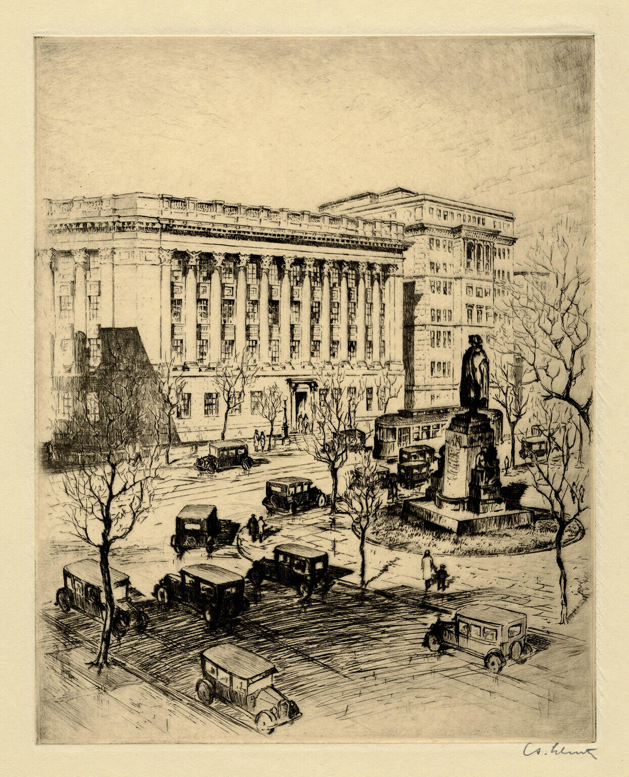 ANTON SCHUTZ, \'U.S. CHAMBER OF COMMERCE, WASHINGTON, DC\', signed etching, 1928.