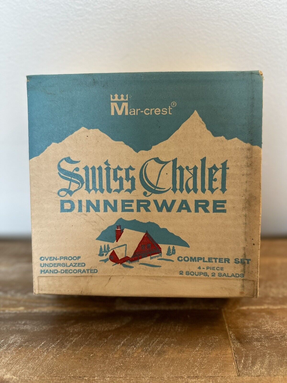 MAR-CREST Swiss Chalet Dinnerware 4 Pc Place Setting Sealed ORIGINAL BOX  MCM