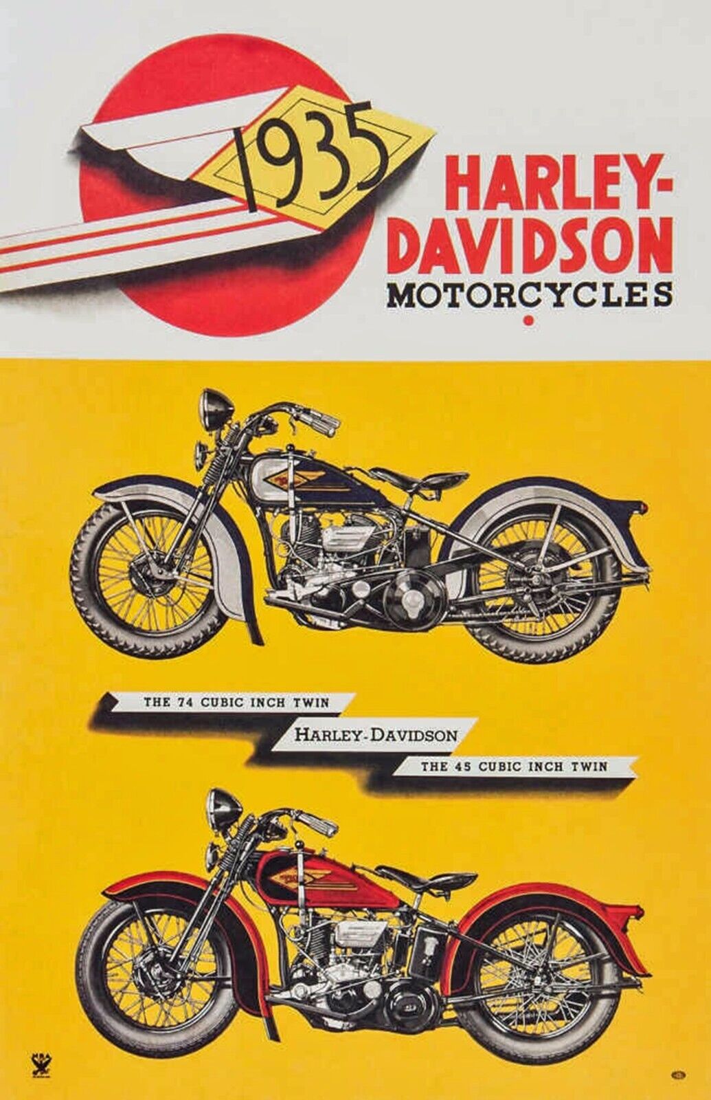 AWESOME VINTAGE HARLEY DAIVDSON MOTORCYCLE 1935 POSTER