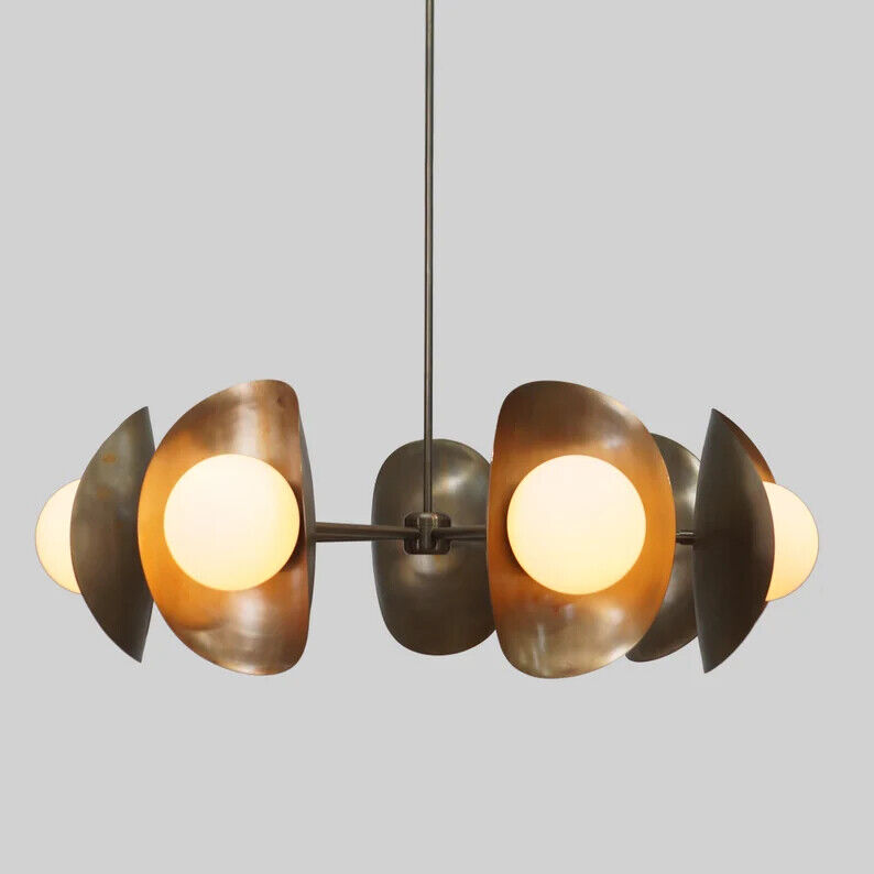 Stilnovo Style Seven Globe Sputnik Brass Chandelier Pendant Light Fixture
