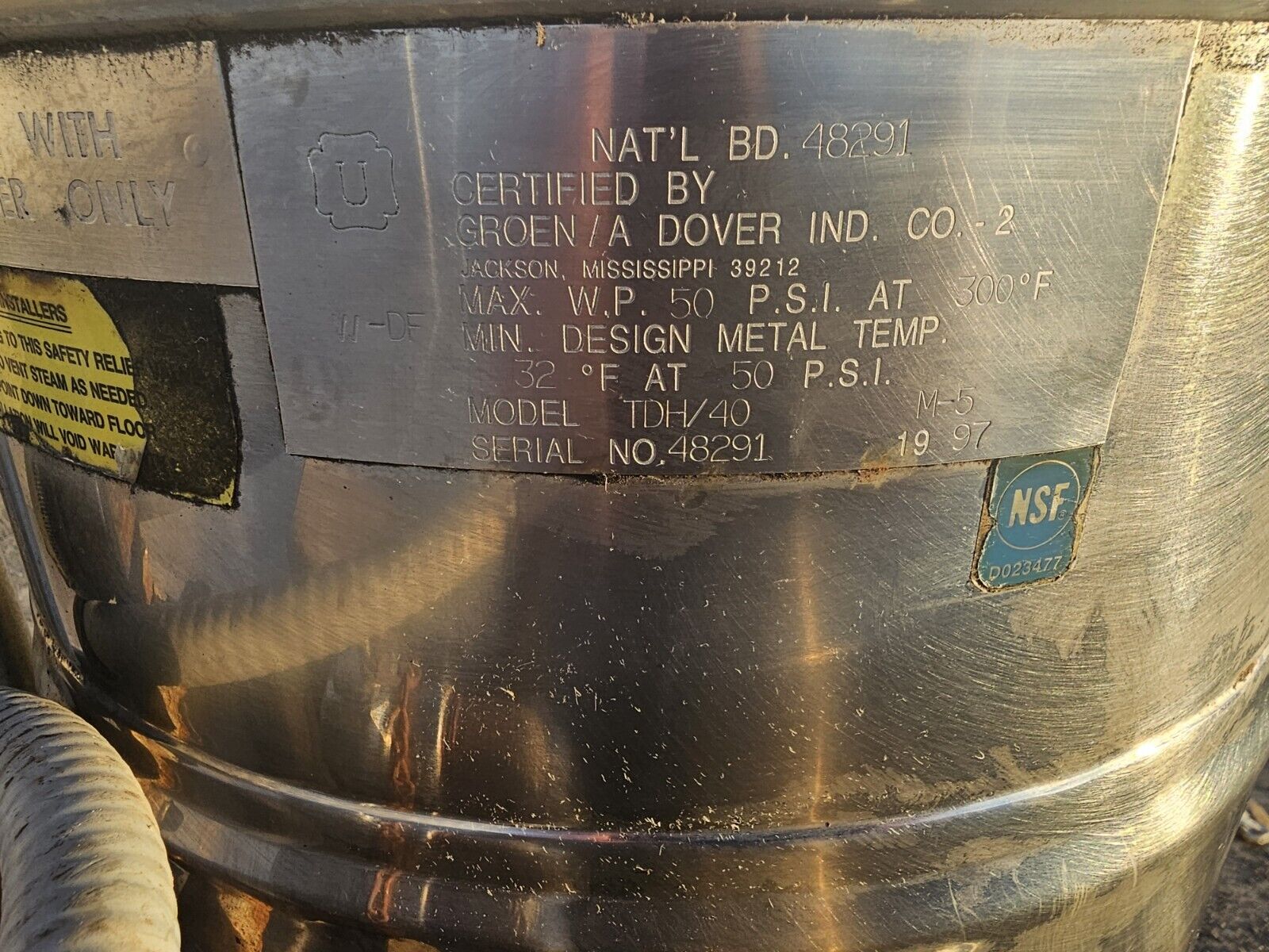 Groen 40 Quarts steam kettle TDH/ 40