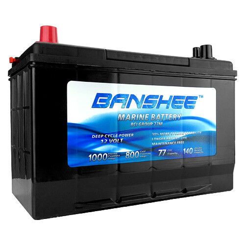 12V Volt Deep Cycle Banshee Battery, Replaces Bluetop D27M Marine Battery