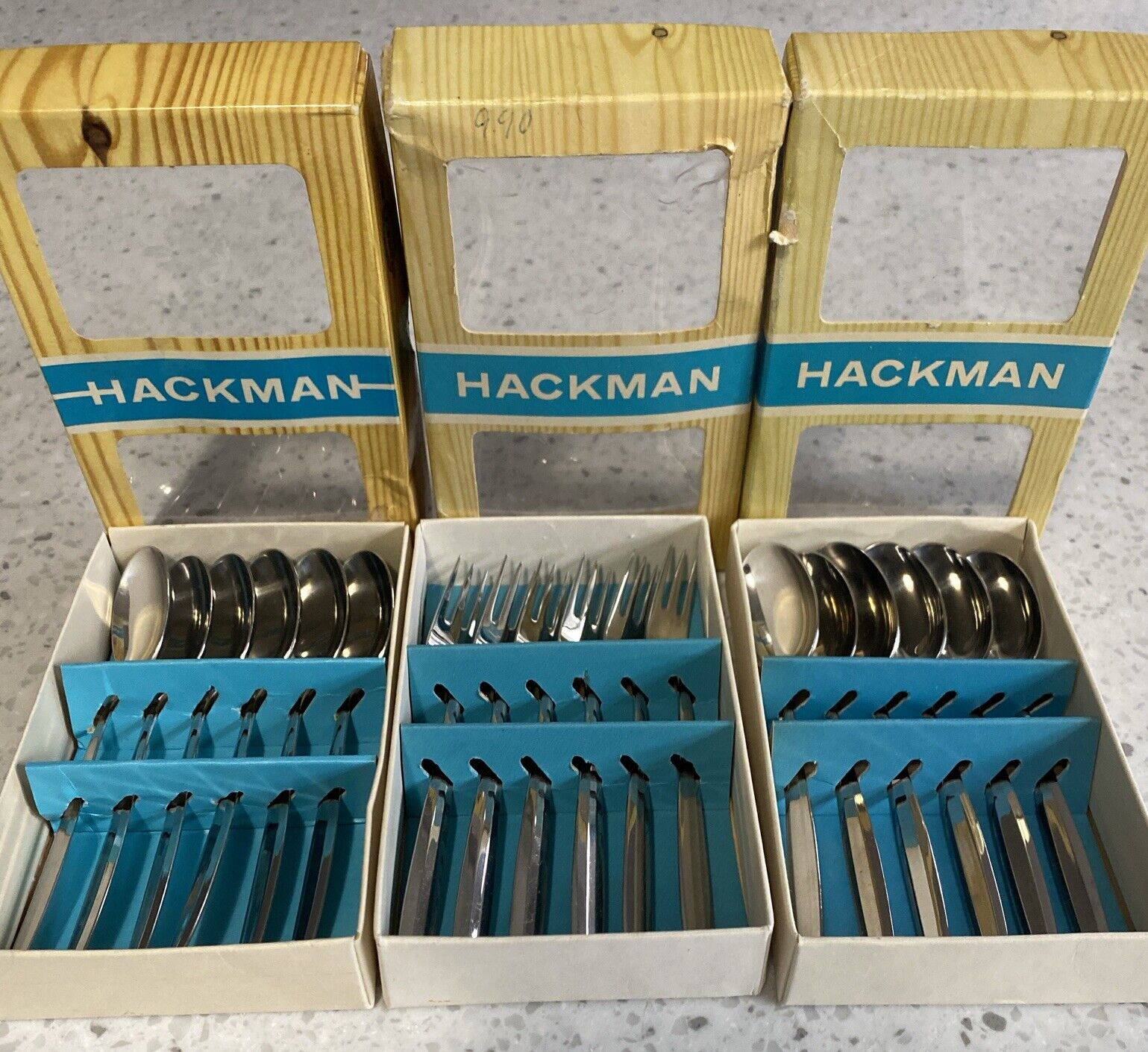 Hackman Finland Stainless 18/8 6 Cocktail Forks & 12 Coffee Spoons Sets IOB