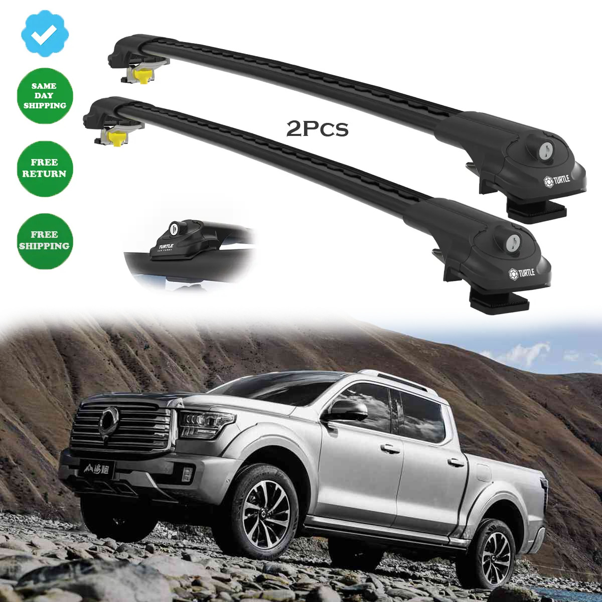 For Great Wall CANNON 2019-onwards Black Cross Bars Roof Rack Easy Install 2x