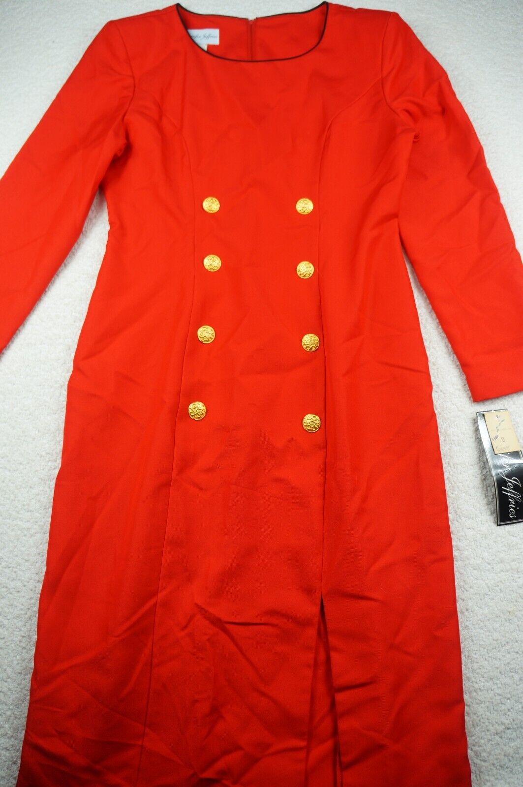 Vintage 80s Jennifer Jeffries Women 8 Long Sleeve A-Line Red Dress NWT P809