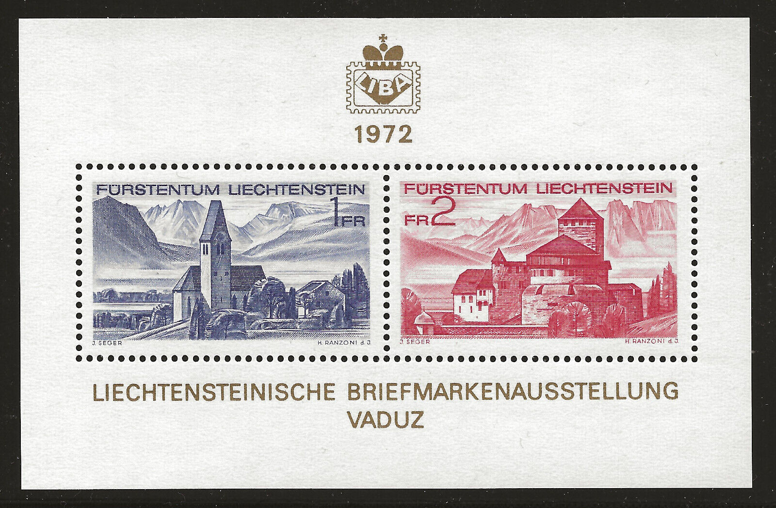 Liechtenstein Scott #505, Souvenir Sheet 1972 Complete Set FVF MNH