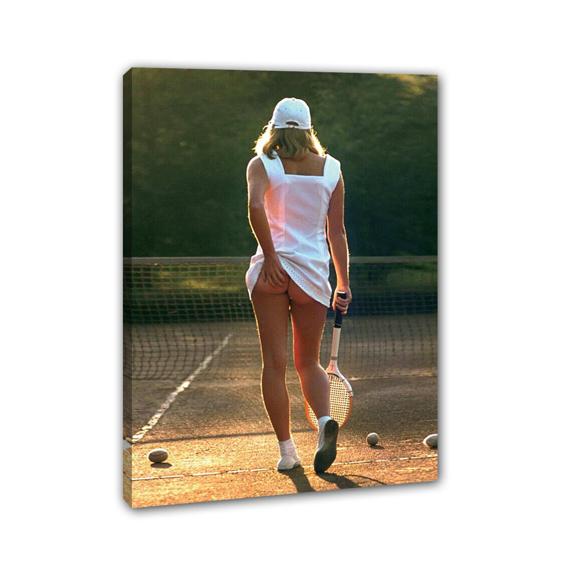 Funny Tennis Girl Framed Oil Canvas Print Wall Art Painting