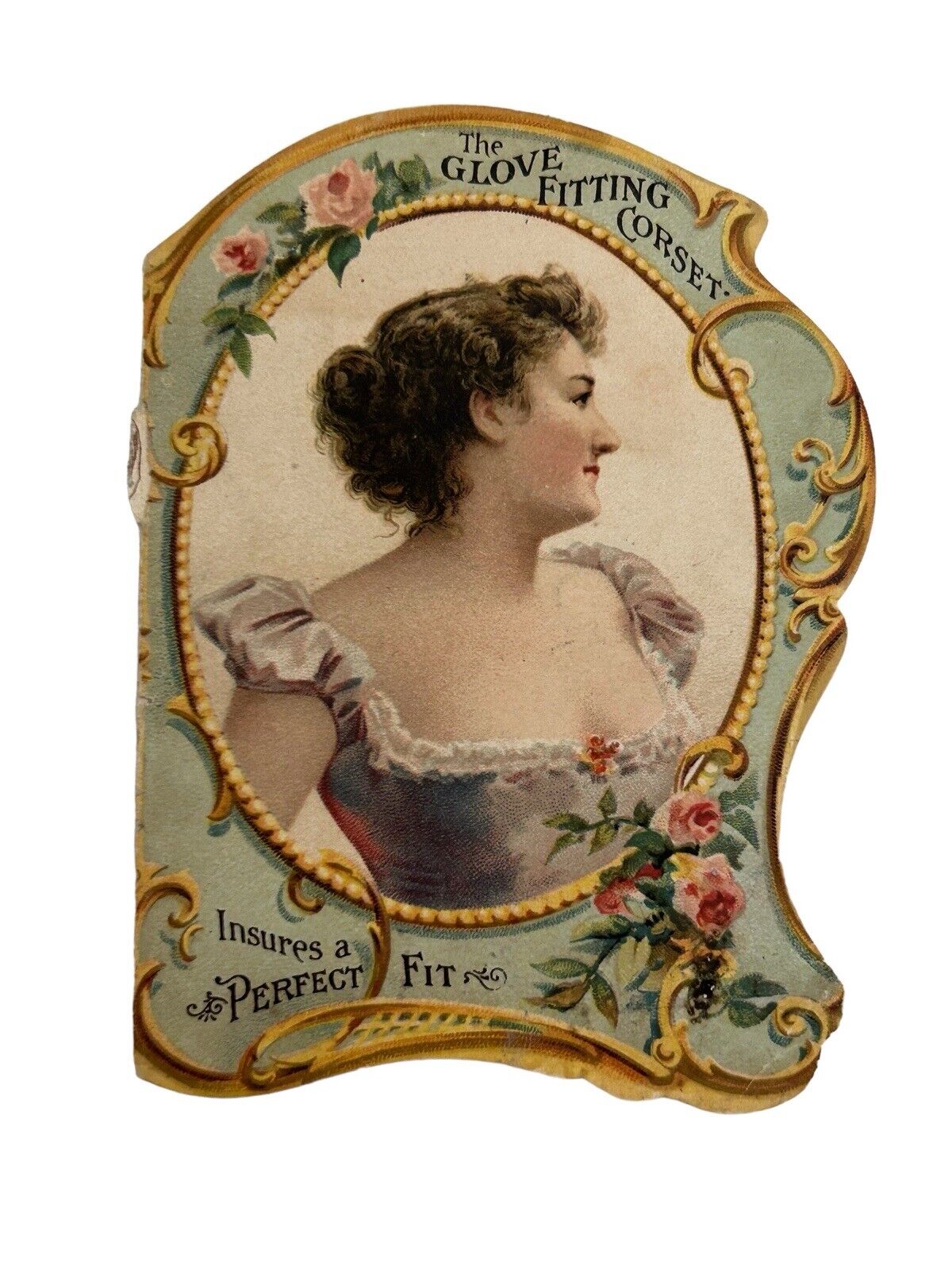 1895 Calendar Thompsons Glove Fitting Corset Die Cut Booklet Woman Mirror P676