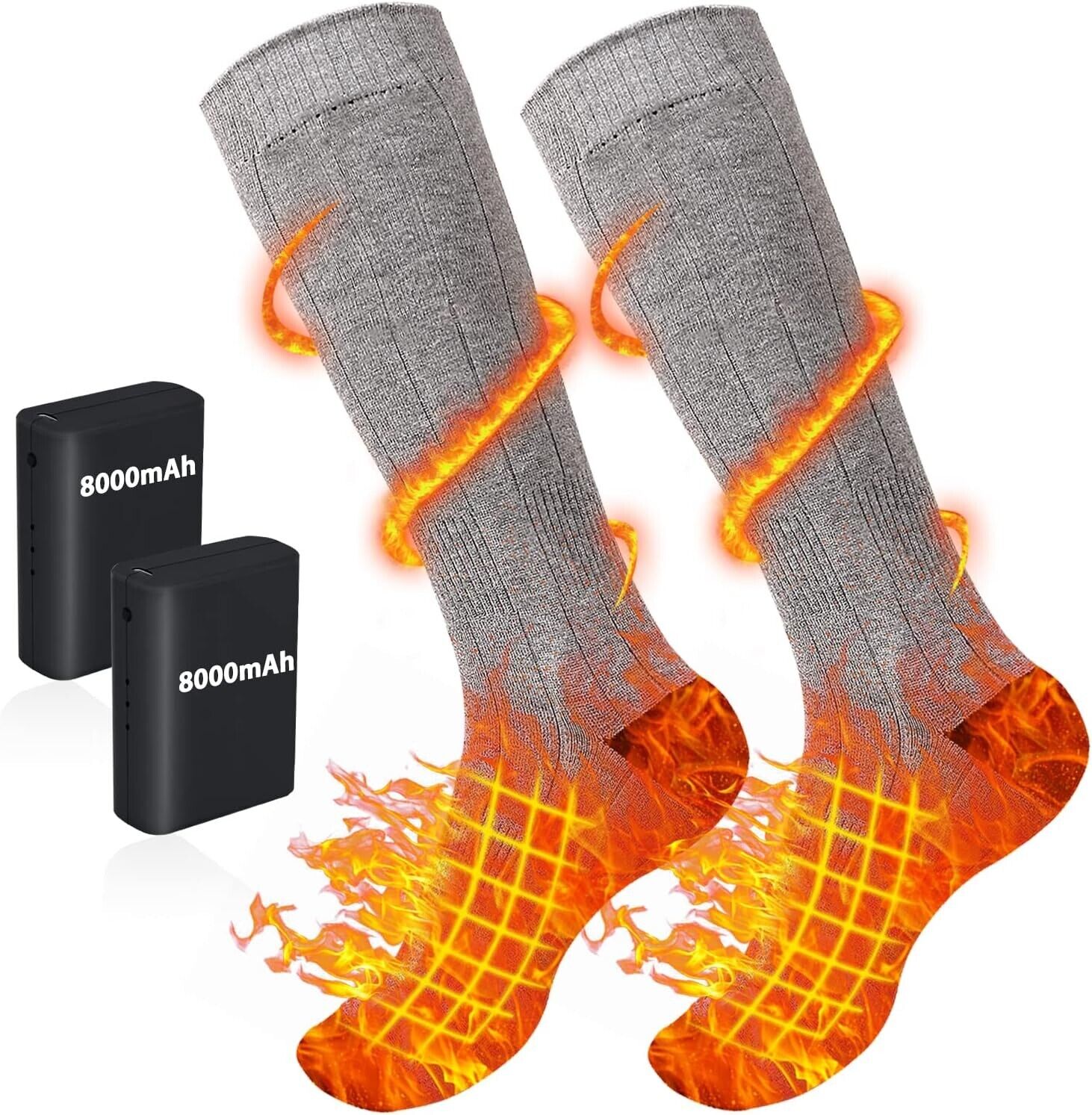 Electric Heated Socks Upgraded 8000mAh Battery Rechargeable Heated Thermal Socks