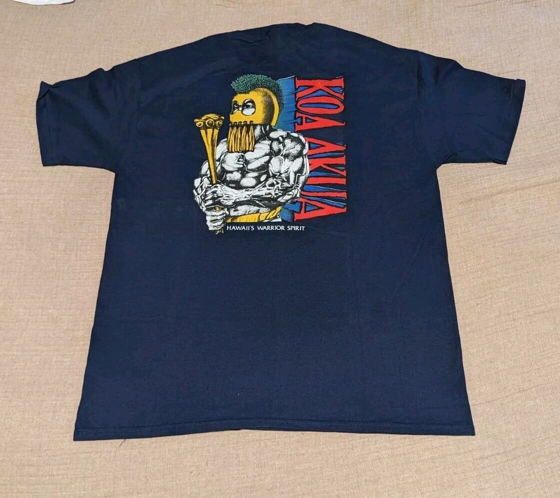 Vintage NOS 90\'s Hawaiian Strength Hawaiian Power Shirt XL Koa Akua Warrior 