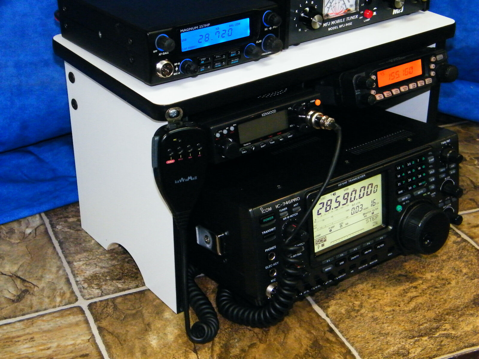 Ham Radio Bench For Christmas ..  Mount Rack  or Holder UHF VHF HF 