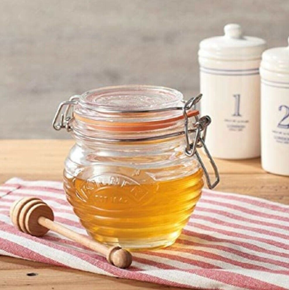 Kilner Honey Pot With Beech Wood Dipper, 13.5 Fluid Ounces- NEW