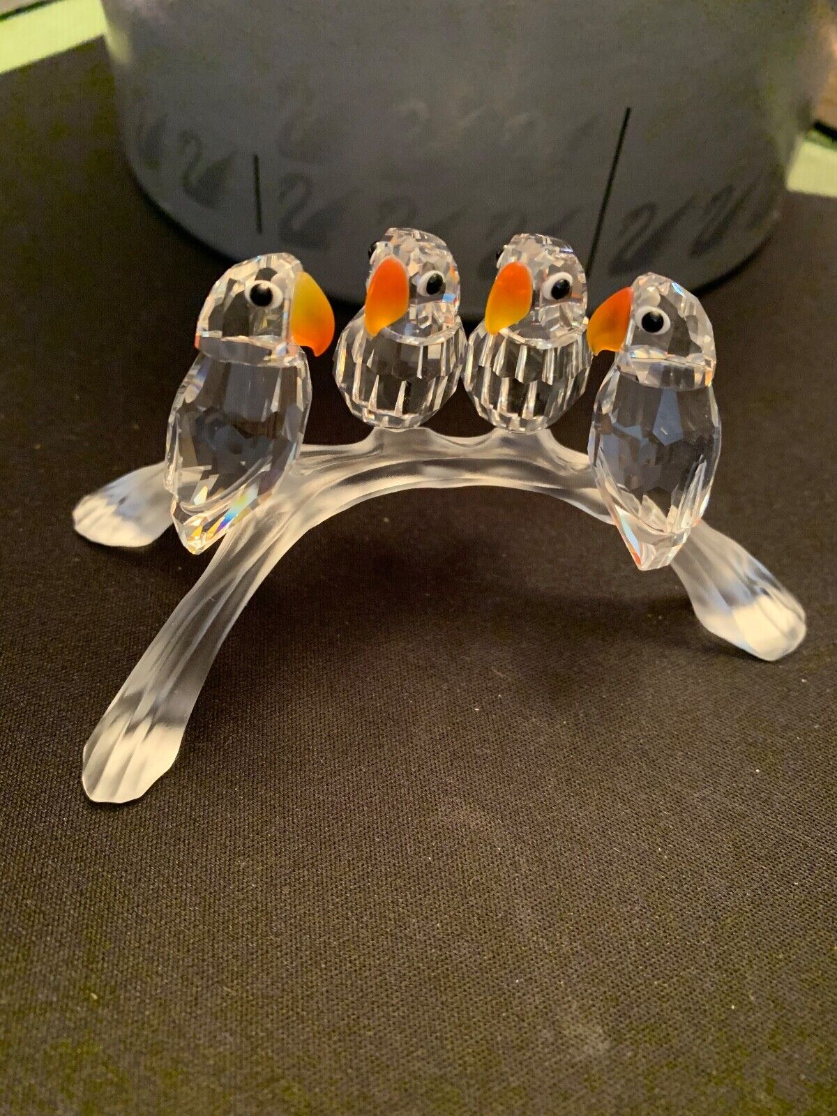 Swarovski Baby Love Birds with colored beaks and frosted branch crystal 199123