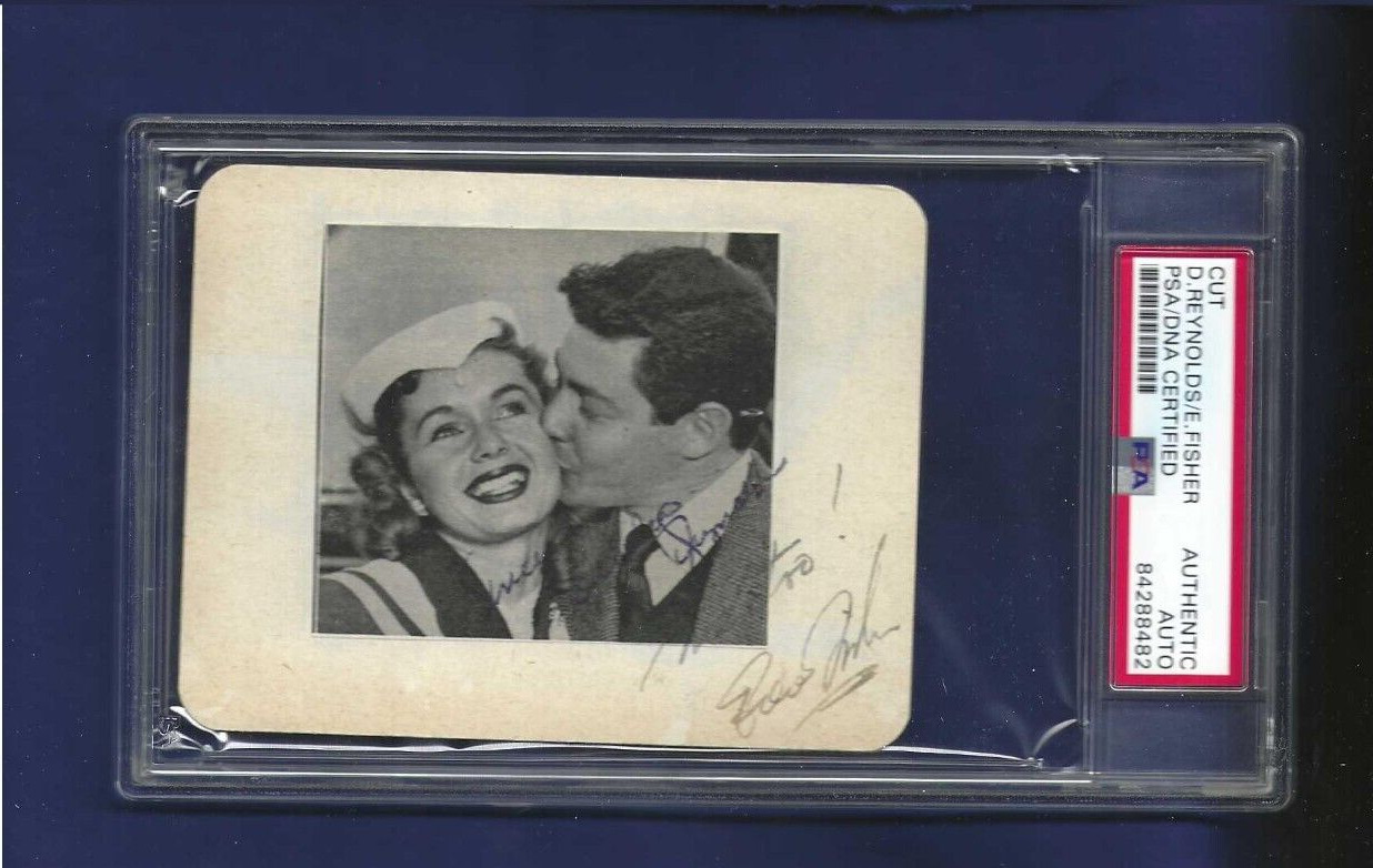 Eddie Fisher & Debbie Reynolds Autographed 3.5x4.5 Photo PSA Hollywood Actors