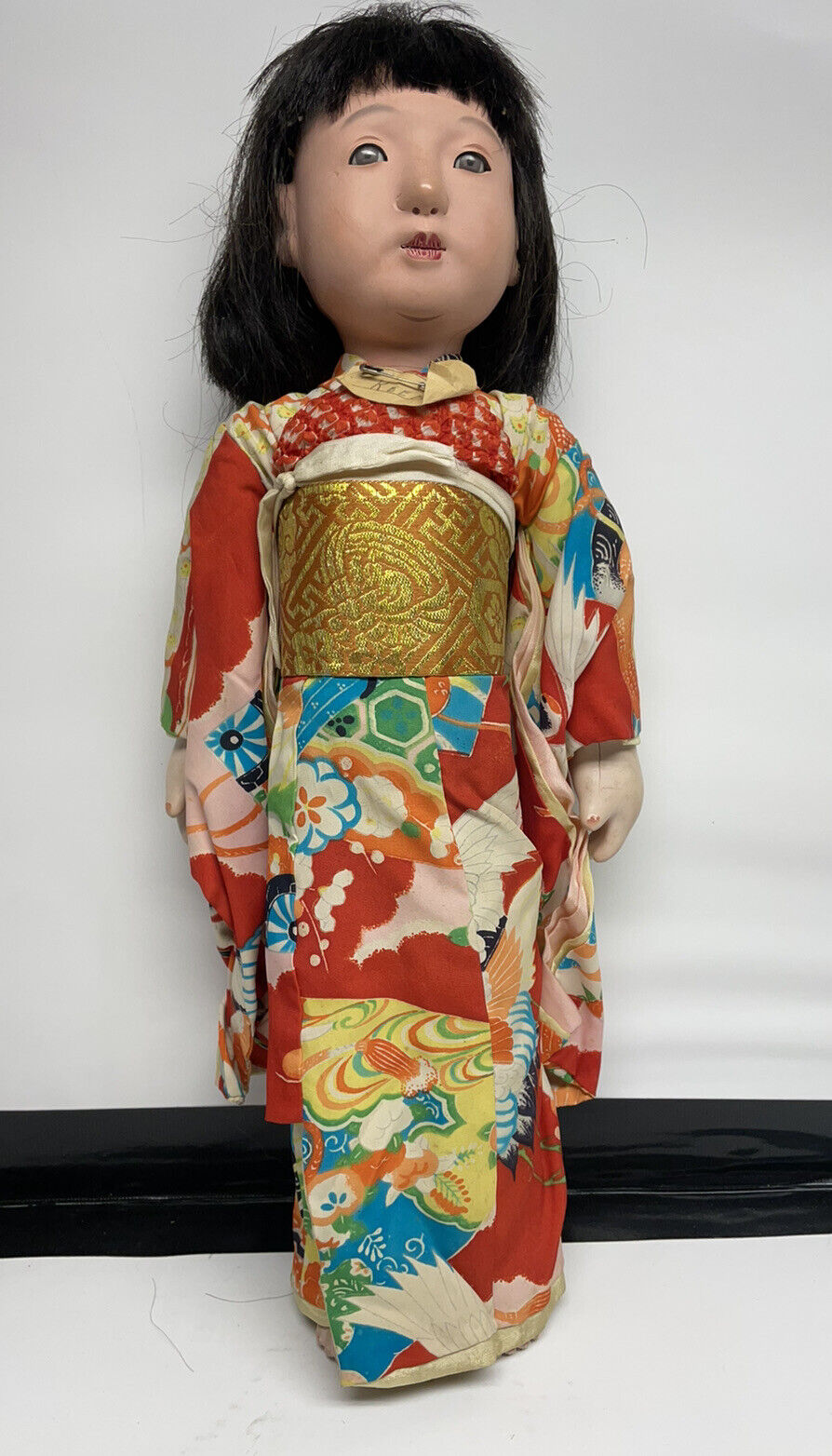 VERY RARE antique 20” tall ichimatsu doll w/ beautiful silk kimono