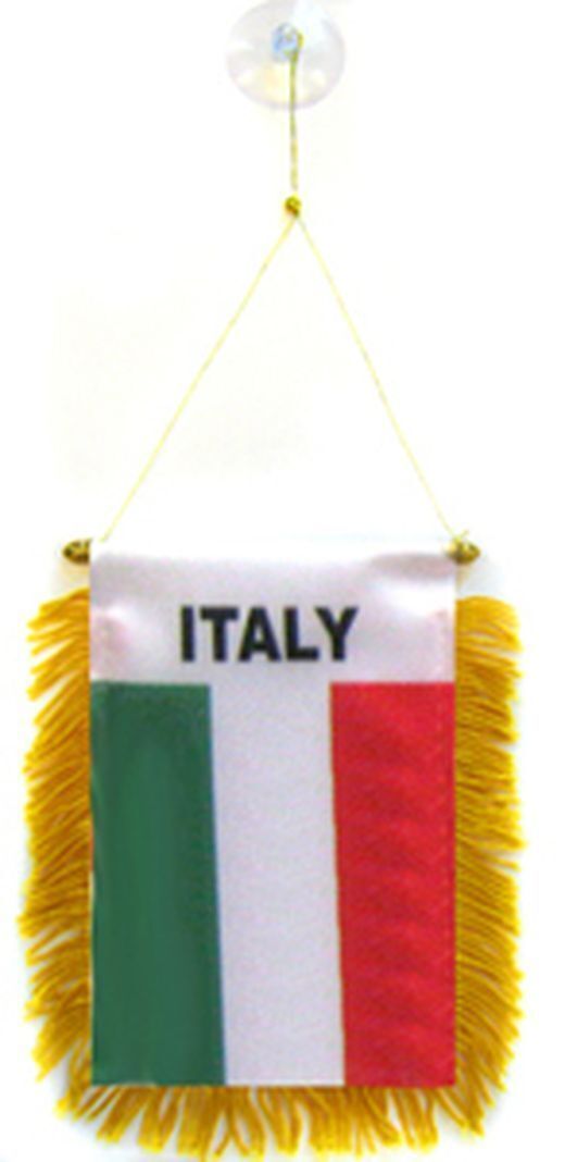 Italy Italian MINI BANNER FLAG CAR & HOME WINDOW MIRROR HANGING 2 SIDED