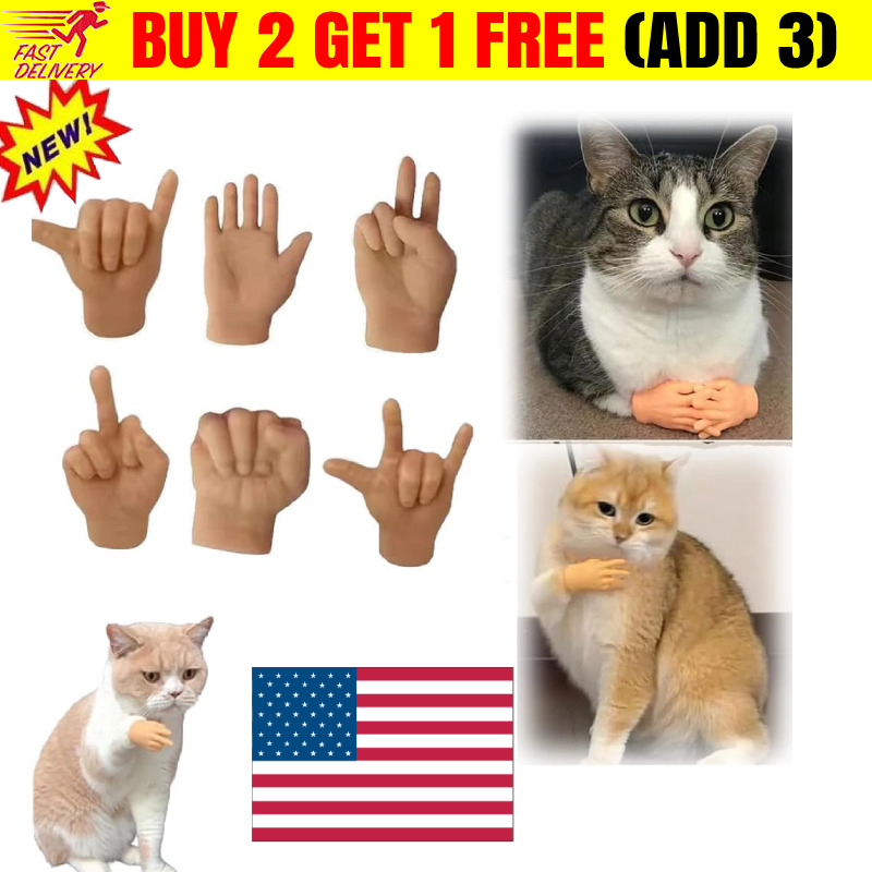 6pcs Mini Hands for Cats, Tiny Hands for Cats Crossed