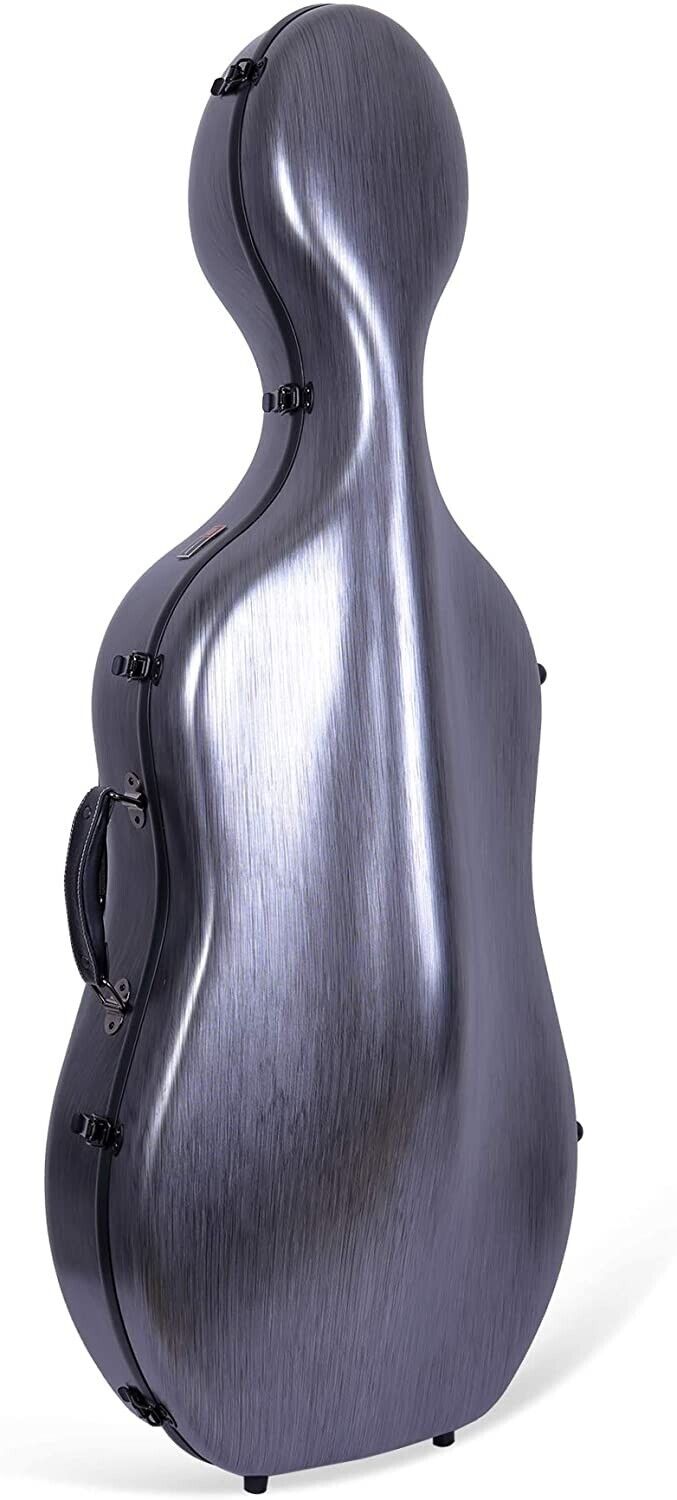 Crossrock polycarbon composite case fits 1/2 size cello with backpack and wheels