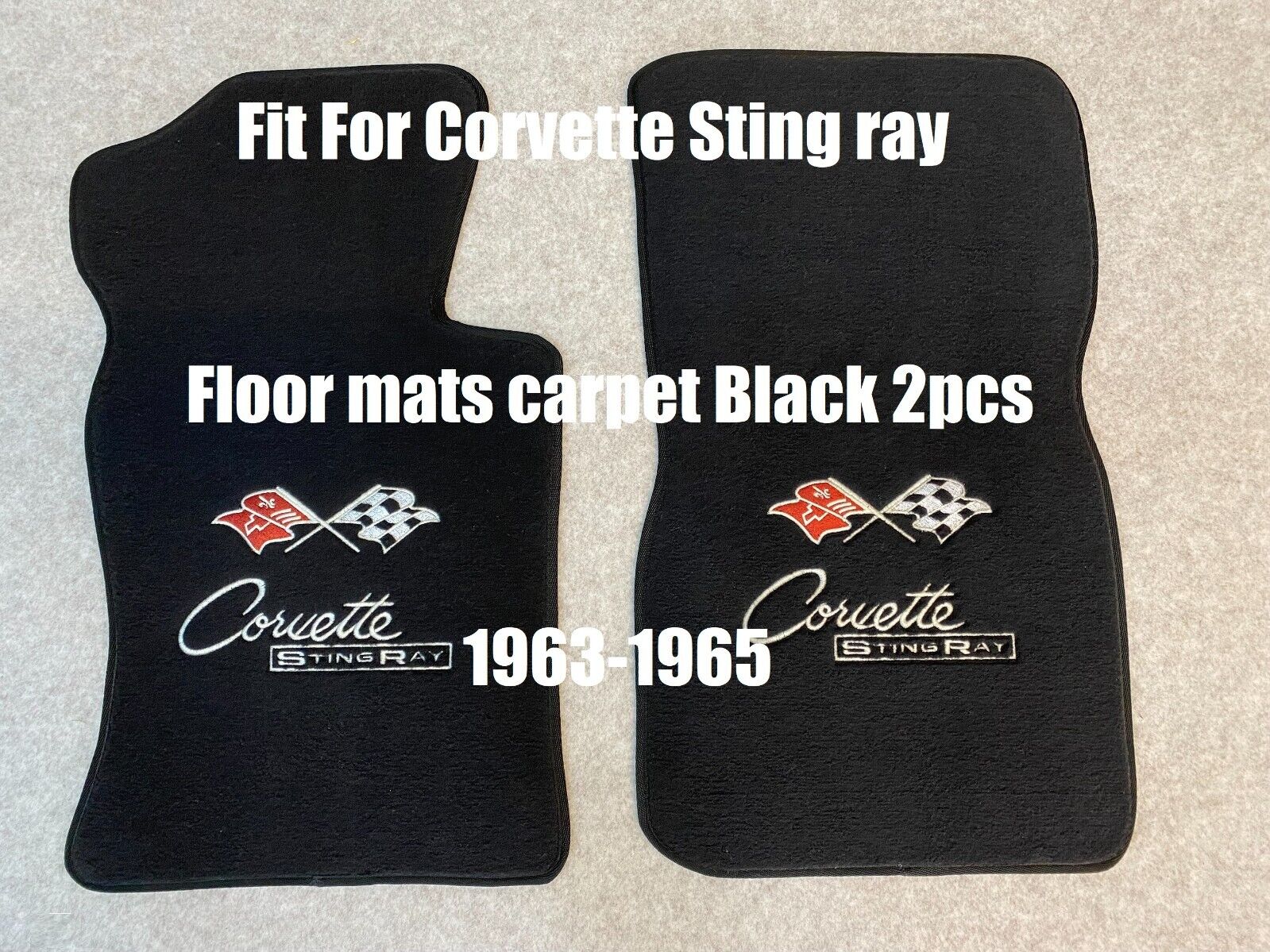 Fit For Chevy Corvette Sting ray Floor mats carpet Black 2pcs 1963-1965
