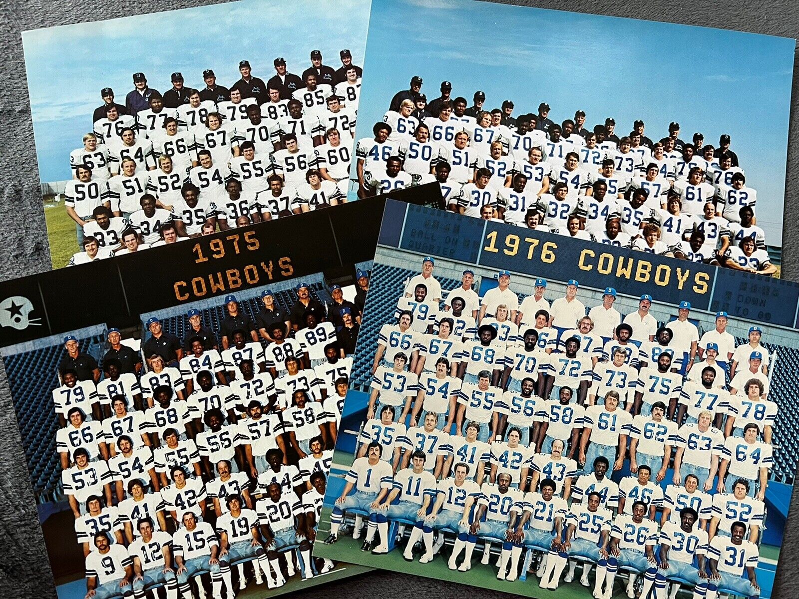 Vintage Dallas Cowboys Official Team Photos, 1971,1972,1975,1976