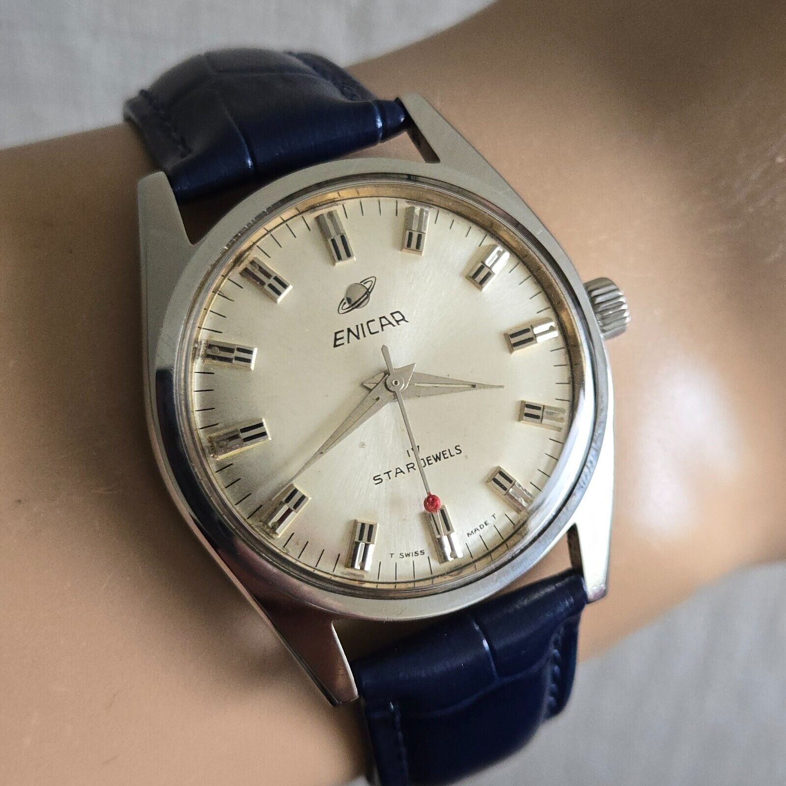 Vintage ENICAR Ocean Pearl men\'s manual winding watch AR 160 17Jewels 1970s