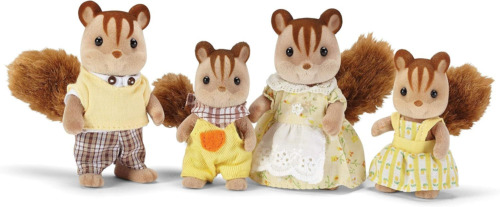 Calico Critters Walnut Squirrel Family - Set of 4 Collectible Doll Figures... 