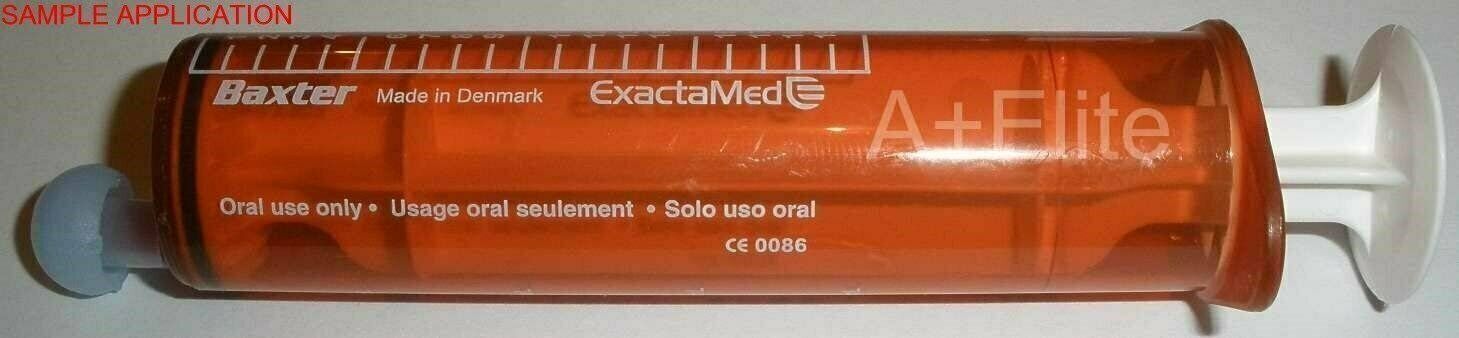 Baxter Baxa ExactaMed Oral Liquid Medication Syringe 20cc/20mL with Cap 100 Ct