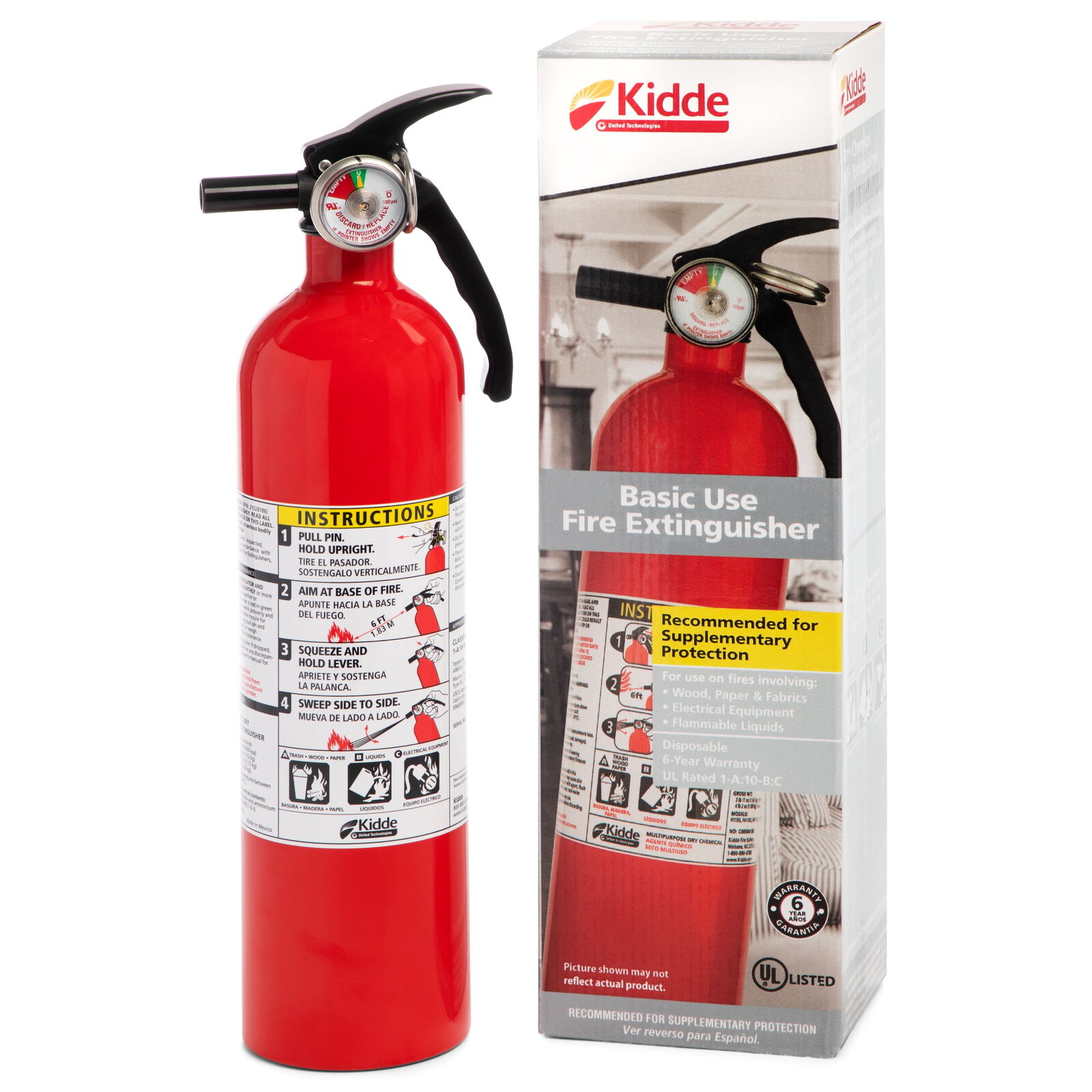 Multipurpose Home Fire Extinguisher, UL Rated 1-A:10-B:C, Model KD82-110AB