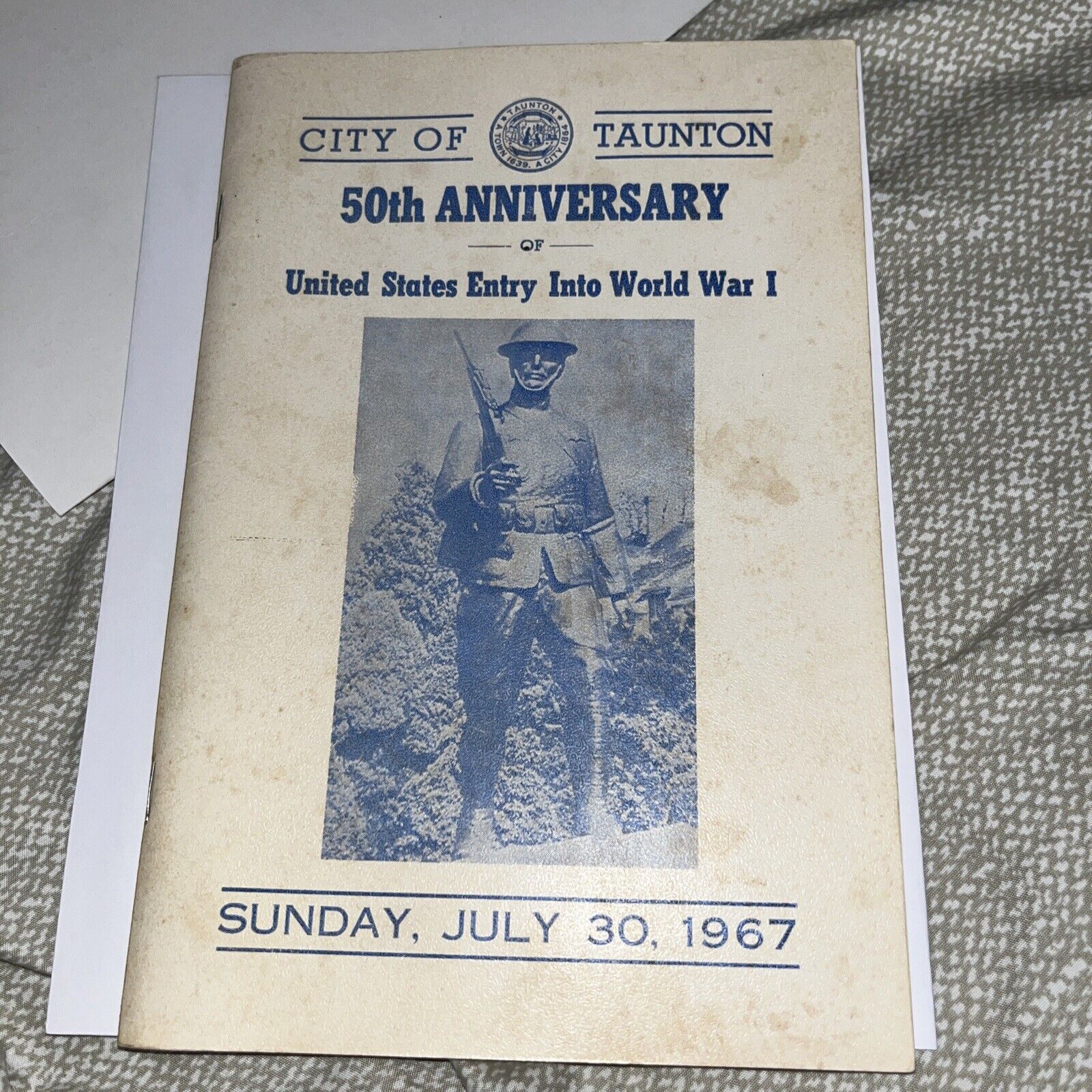 1967 Program 50th Anniversary of United States Entry into WWI City of Taunton MA