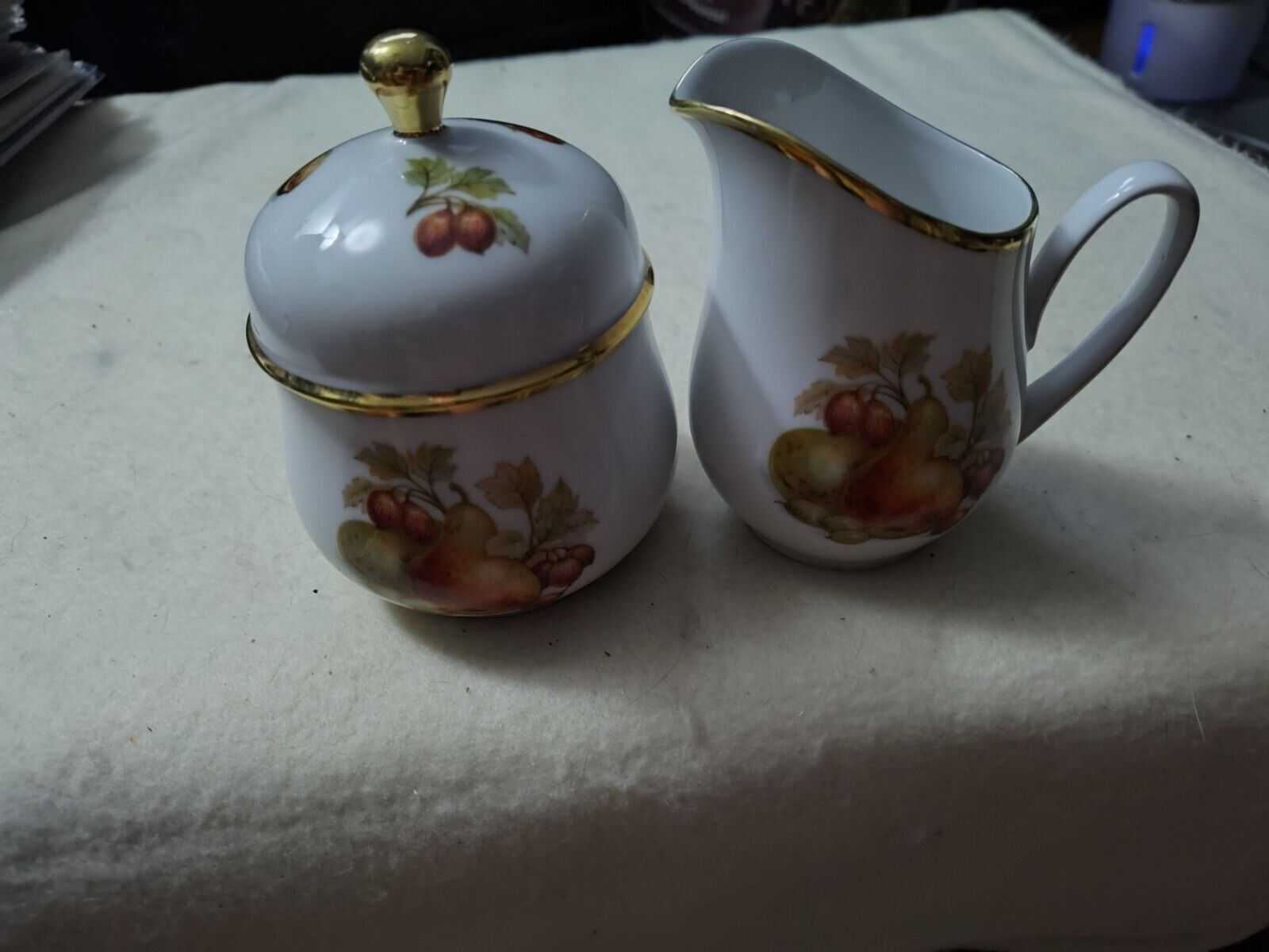 VINTAGE SUGAR + CREAMER SET/ GERMANY by SCHMID/ FRUITS and NUTS
