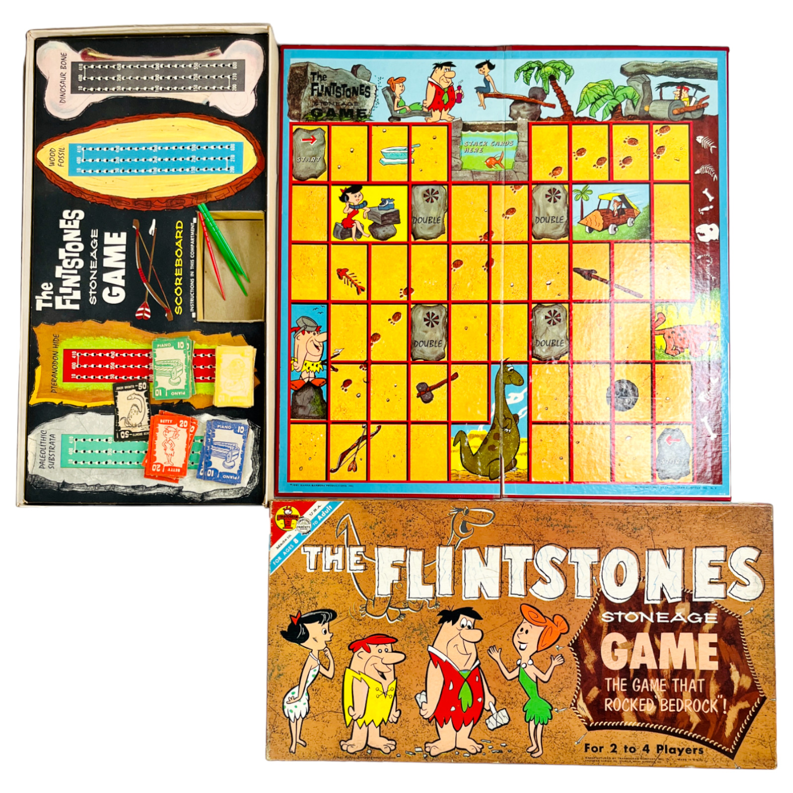 Vintage 1961 The Flintstones Board Game Transogram Hanna Barbera Stoneage READ