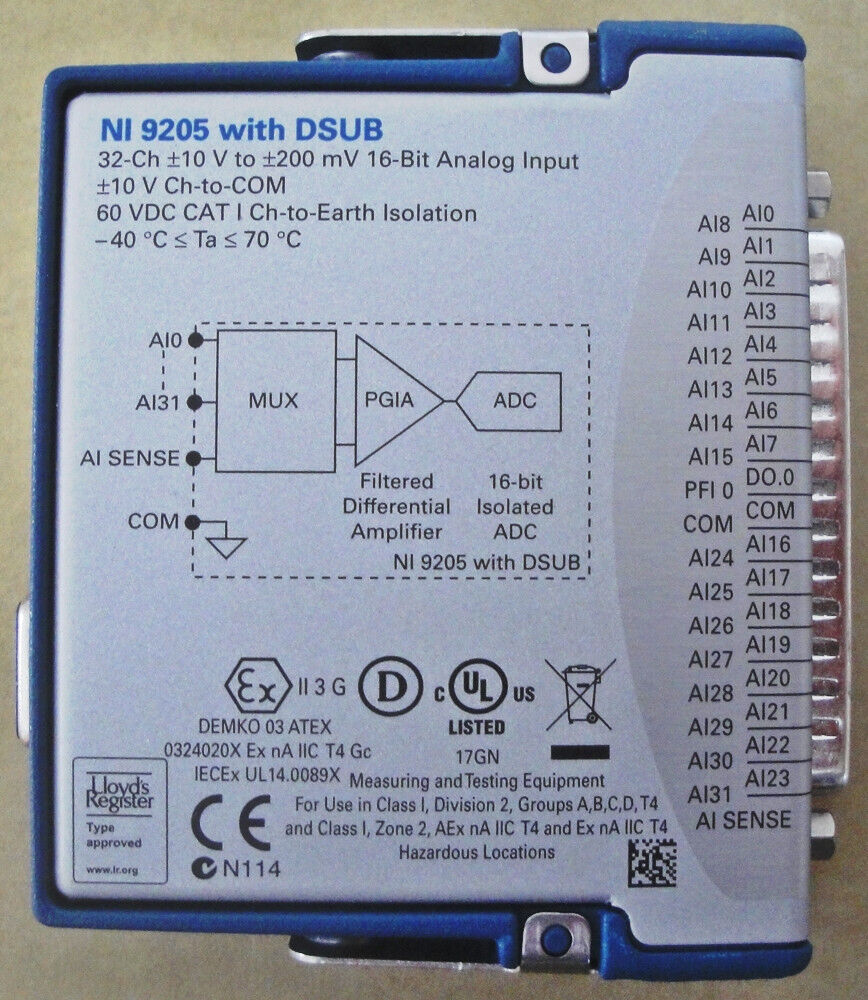 National Instruments C Series Voltage Input Module DSUB Pinout NI 9205