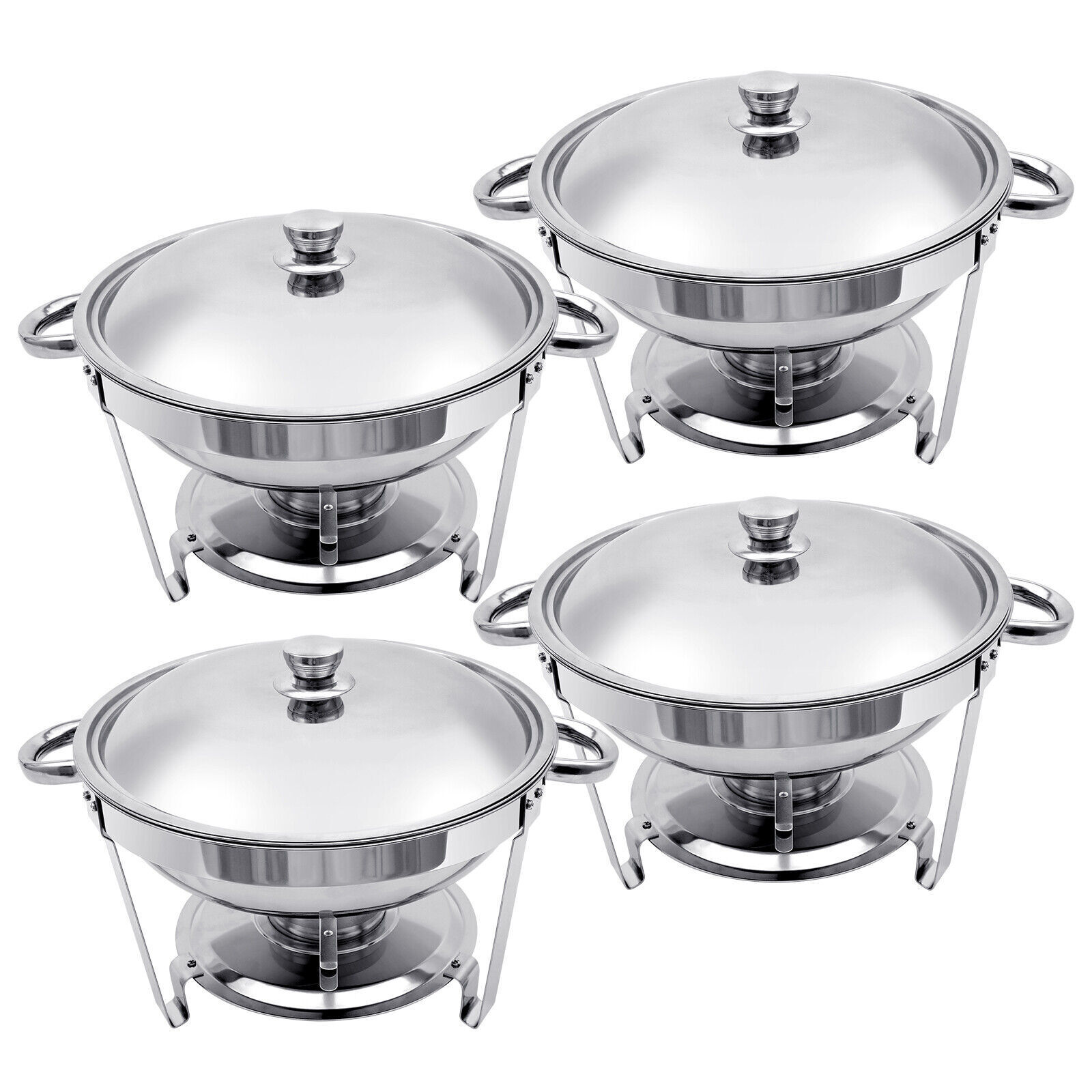 8 QT Round Stainless Steel Chafer Chafing Dish Sets Catering Food Warmer 4PACK