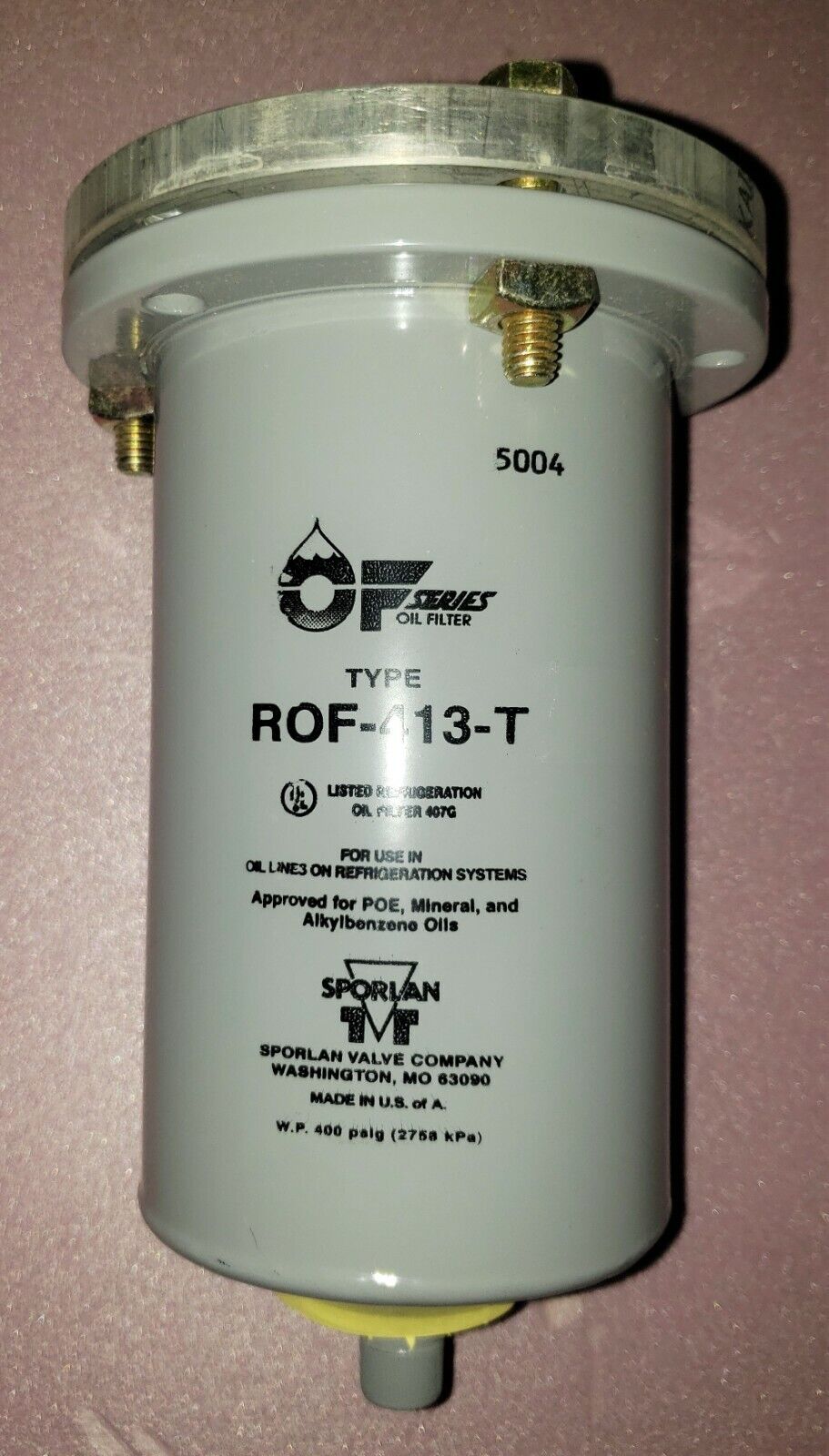 Sporlan Rof-413-t  Refrigeration Oil  separator reservoir filter canister 