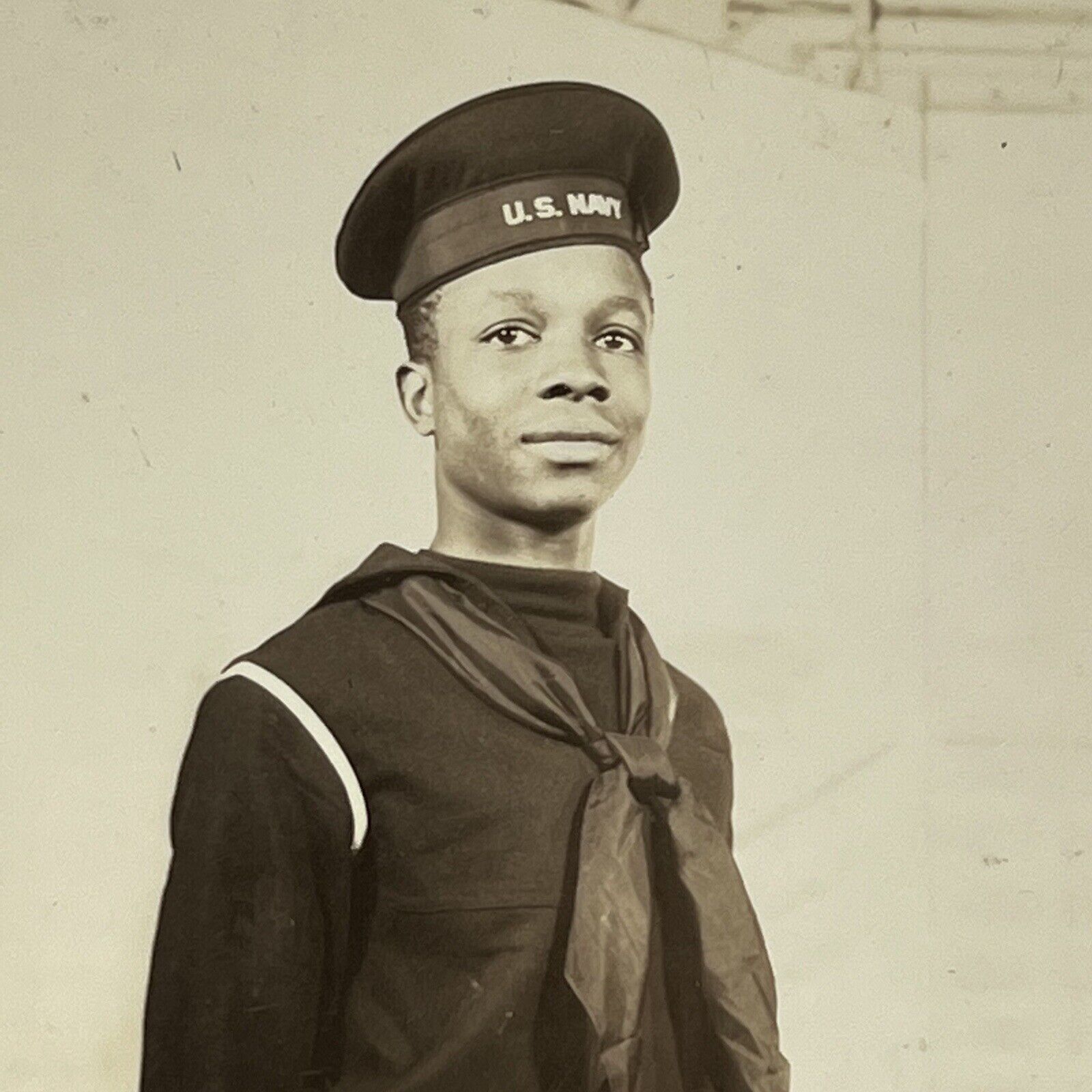 Vintage RPPC Postcard  Black African American Man US Navy Sailor ID Buckingham