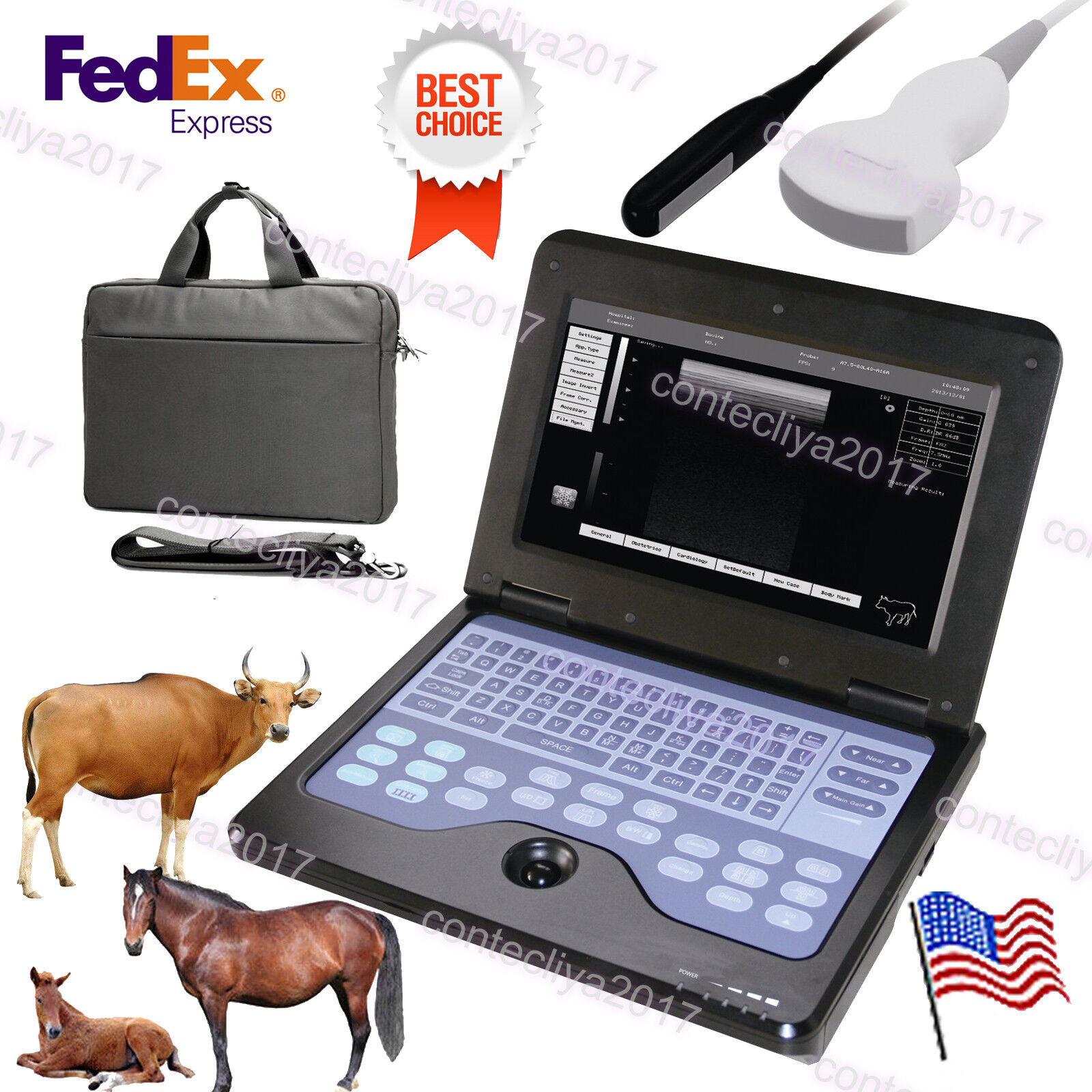CMS600P2 Vet Veterinary Ultrasound Scanner Portable Laptop Machine For Animal,US