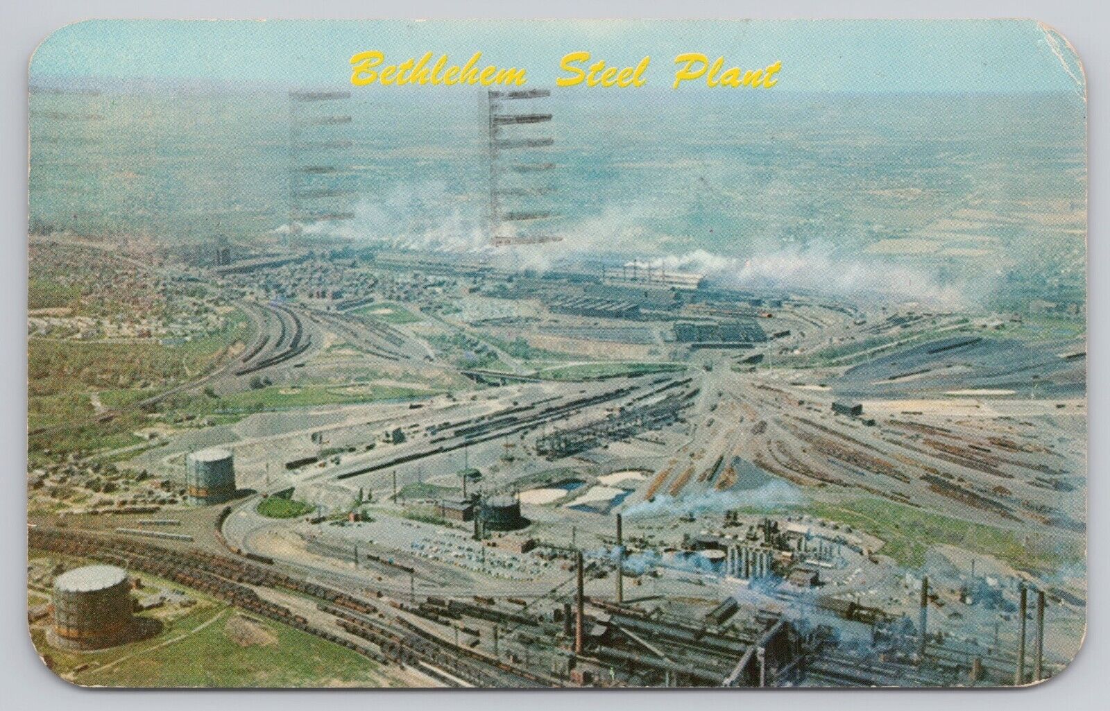 Bethlehem Pennsylvania, Bethlehem Steel Plant Aerial View, Vintage Postcard