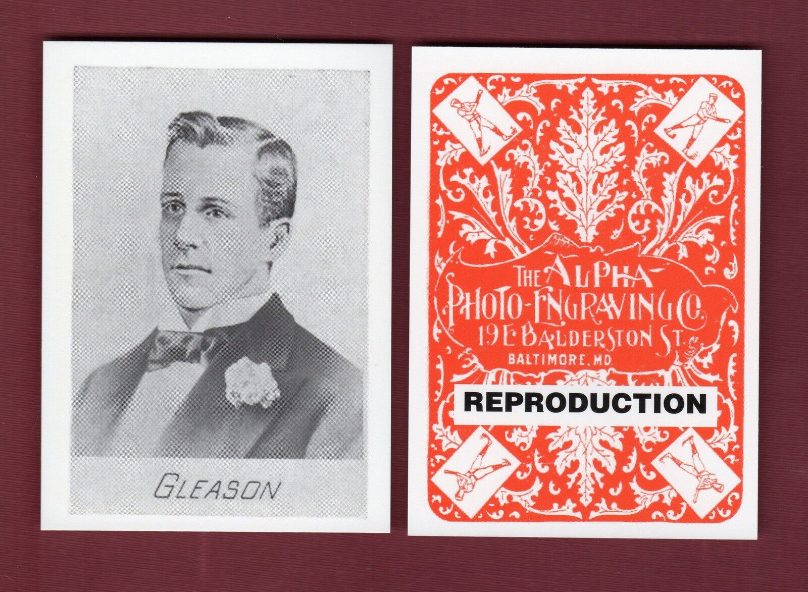 1894 Alpha Photo-Engraving REPRINT: KID GLEASON, Baltimore Orioles (NL)