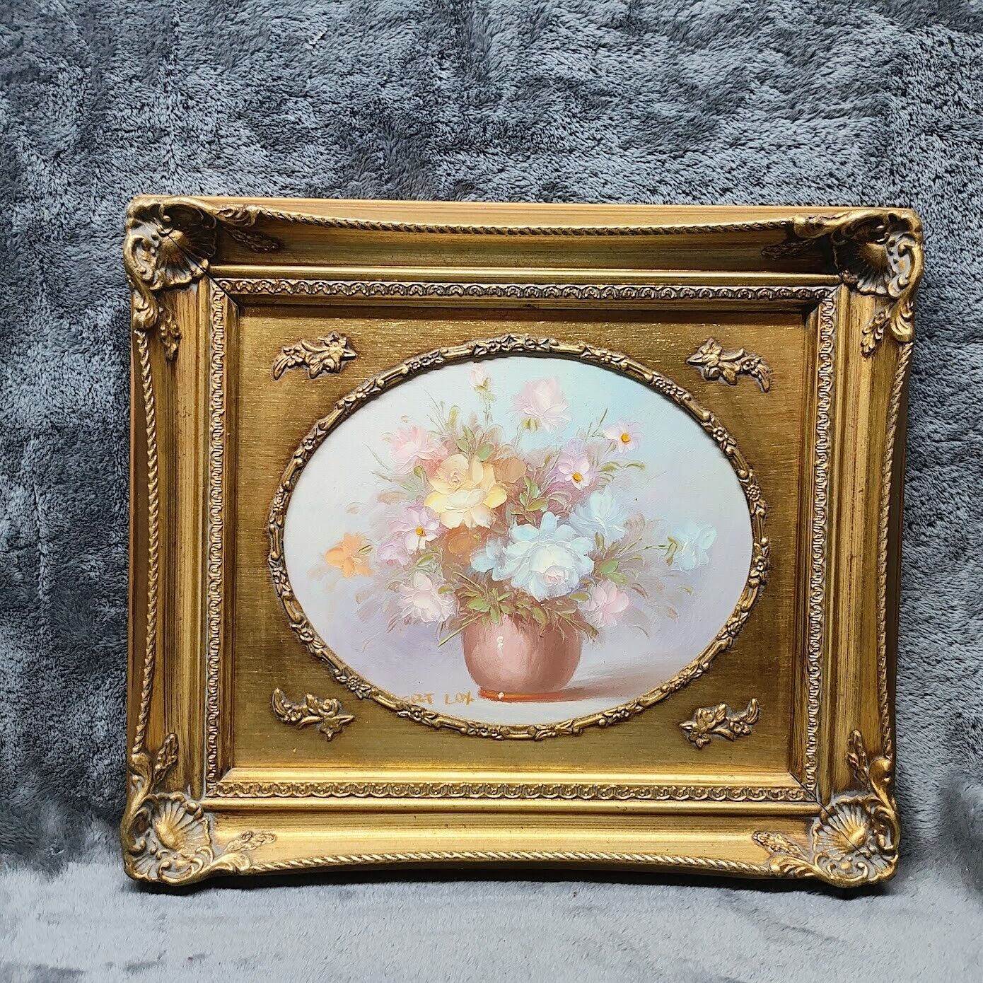 Vintage Robert Cox Signed Oil Painting Floral Still Life 8 x 10 on Board Framed 